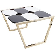 Contemporary m2kr Chess Low Table in Wood and Brass, Italy, 2017