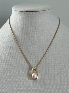 Contemporary Mabe Pearl and Diamond Yellow Gold Pendant