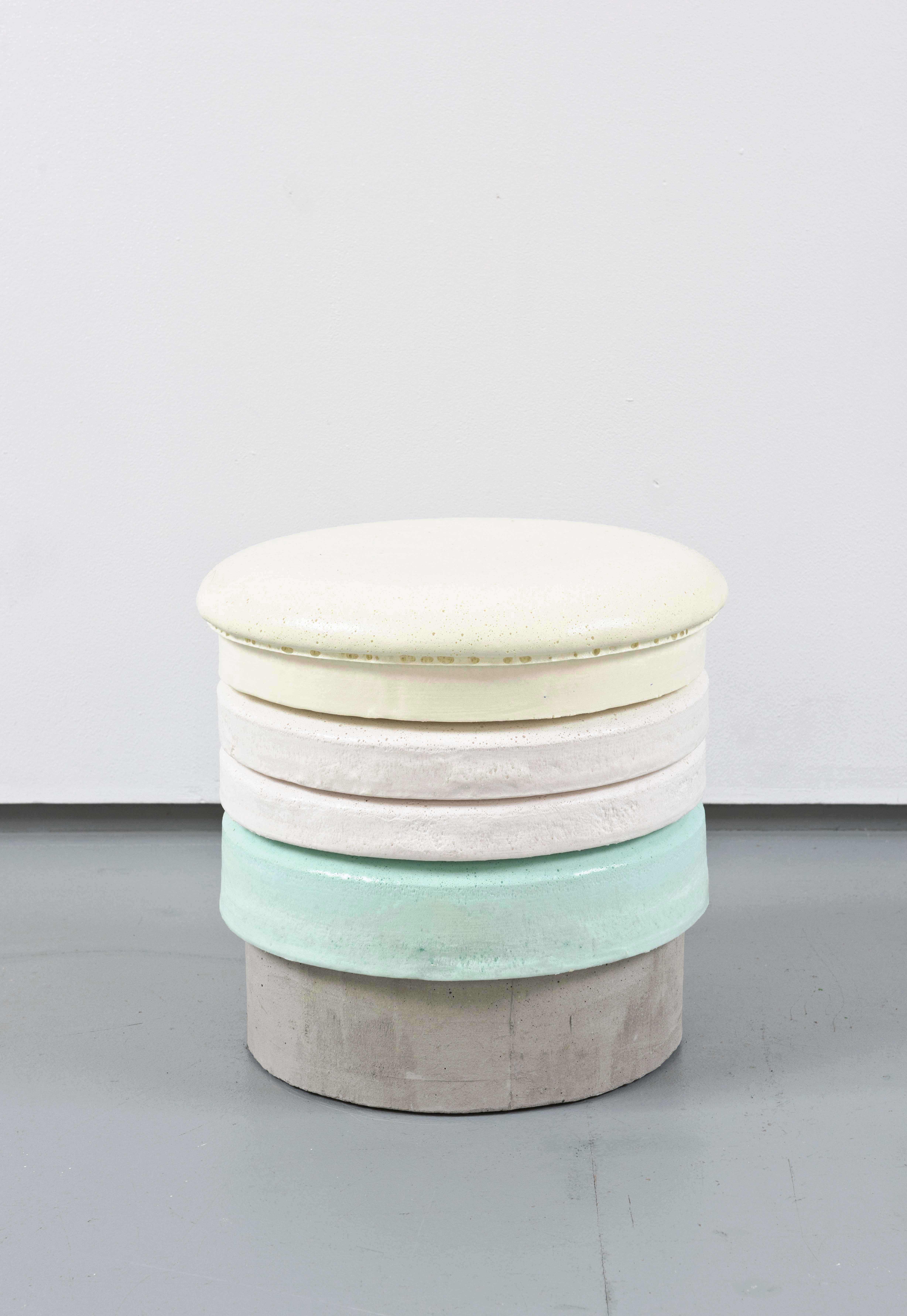 Cristian Andersen
Macaron Stool, 2020
Each unique, signed by the artist
Polyurethane, pigments, concrete and cork
Measures: H 39 cm (15 3/8 in), Ø 37 cm

Cristian Andersen (*1974) has been working at the interface between design and sculpture