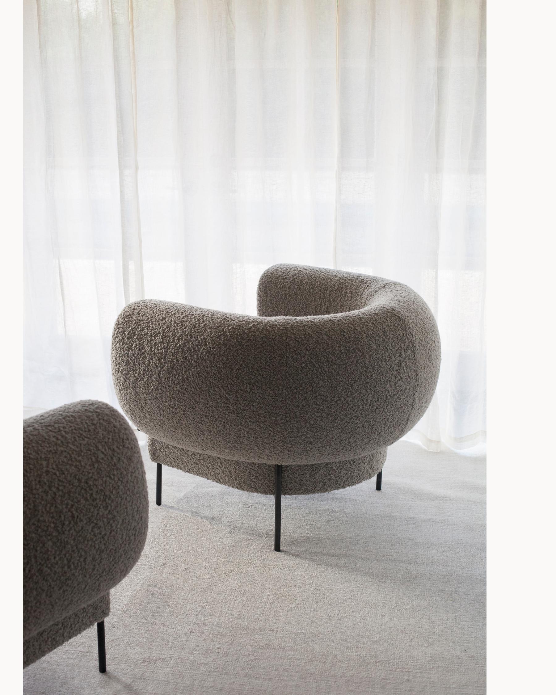 brown boucle chair