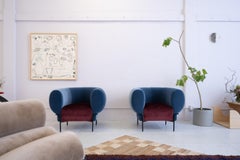 Contemporary Madda Lounge Chair in Mohair and Patterned Velvet