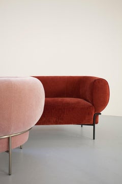 Contemporary Madda Lounge Sofa in Red Velvet