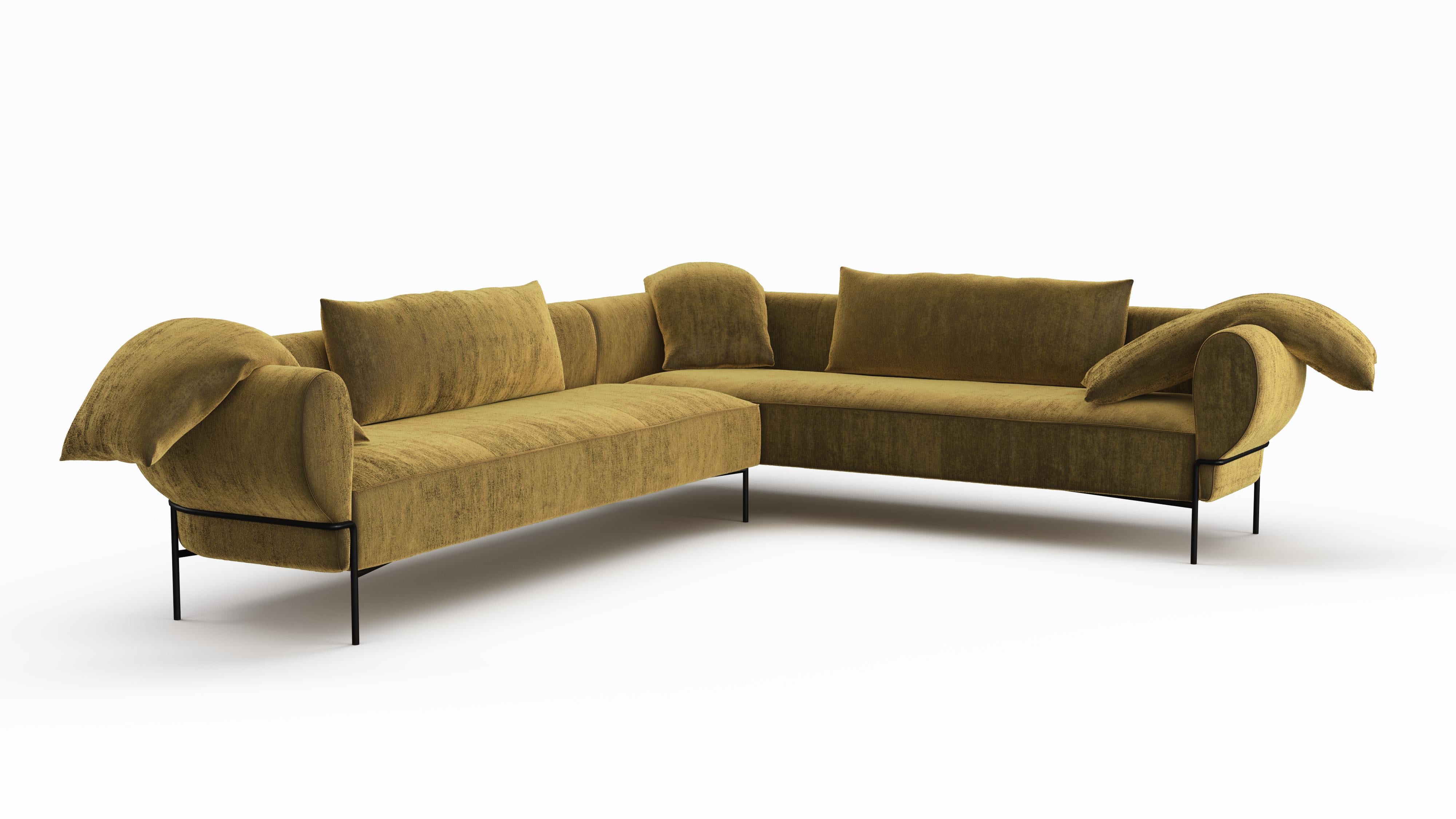 Mid-Century Modern Contemporary Madda Sofa Sectional For Sale