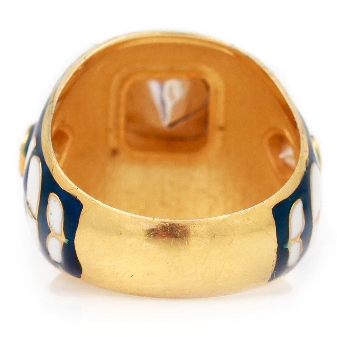 Contemporary Maghal Polki Rose Cut Diamond and Enamel Bombe Ring 3