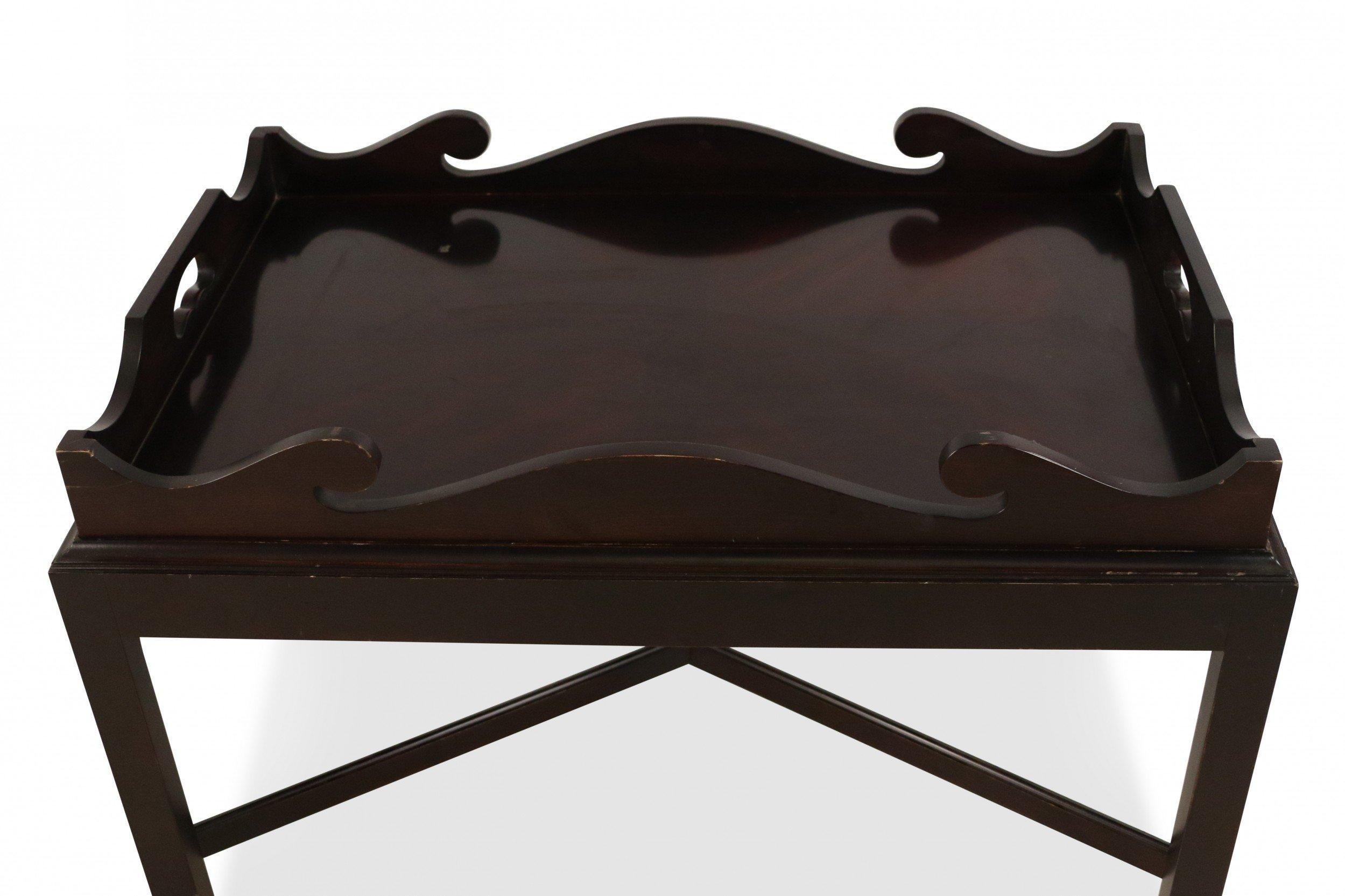 Contemporary Mahogany Removable Tray Top Coffee Table For Sale 1