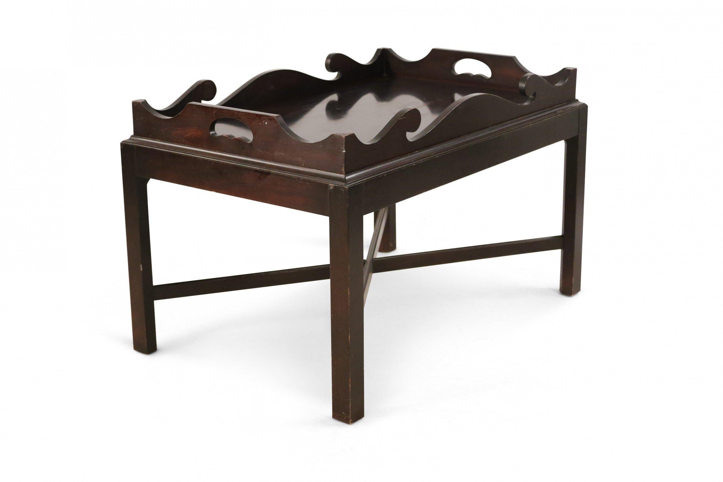 Contemporary Mahogany Removable Tray Top Coffee Table For Sale 2