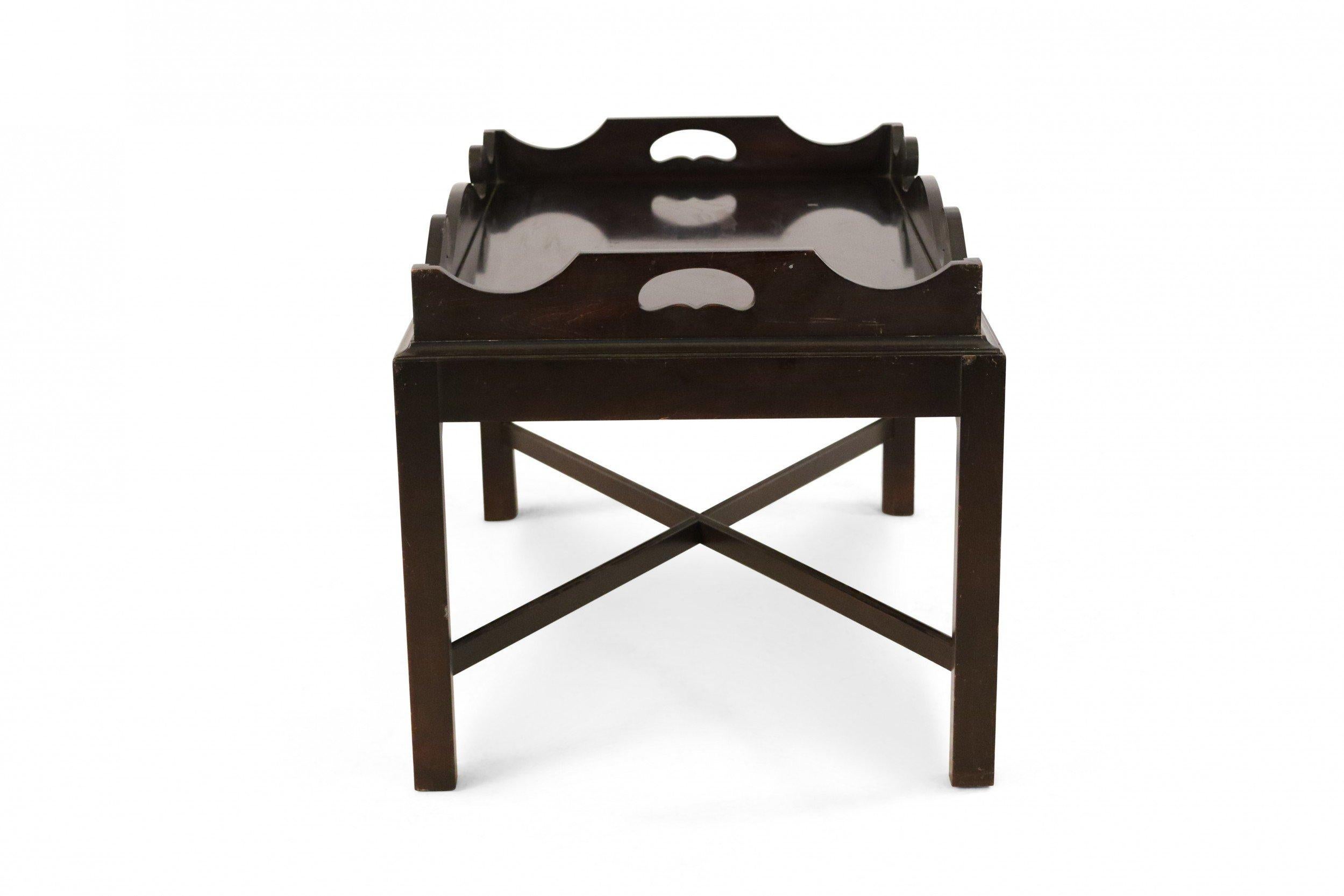 Contemporary mahogany tray top coffee table with 3