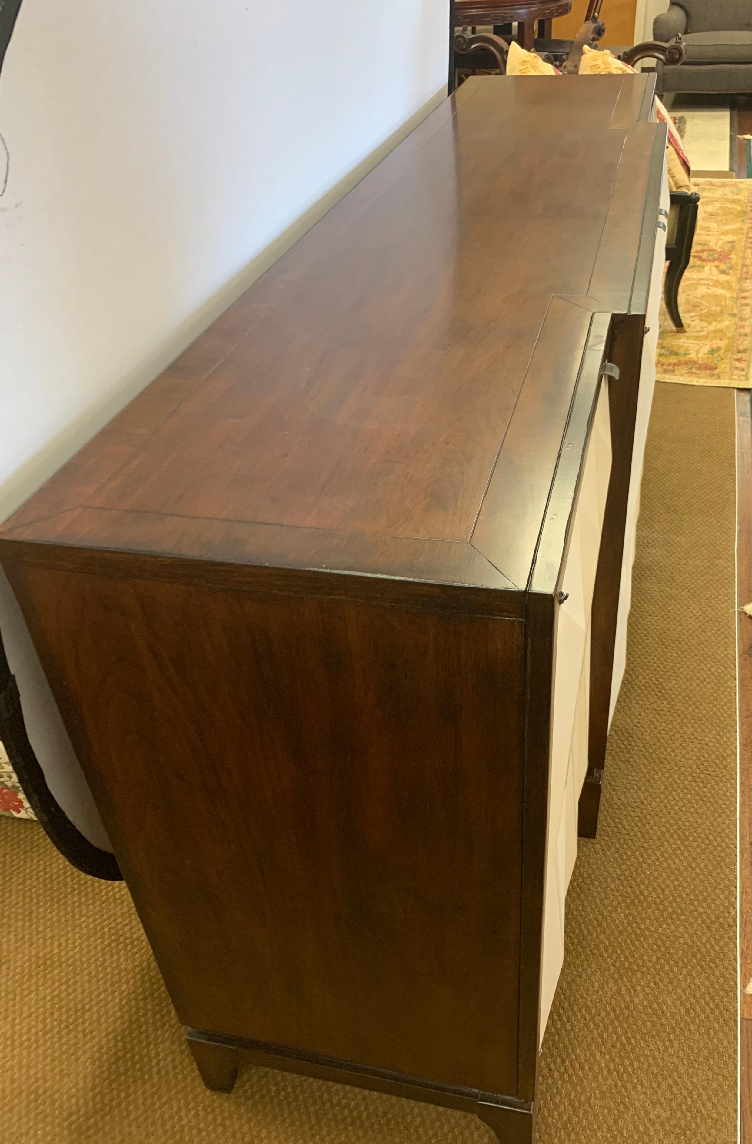 Contemporary Mahogany Server with Sculpted Doors Buffet Sideboard Credenza Bar 4