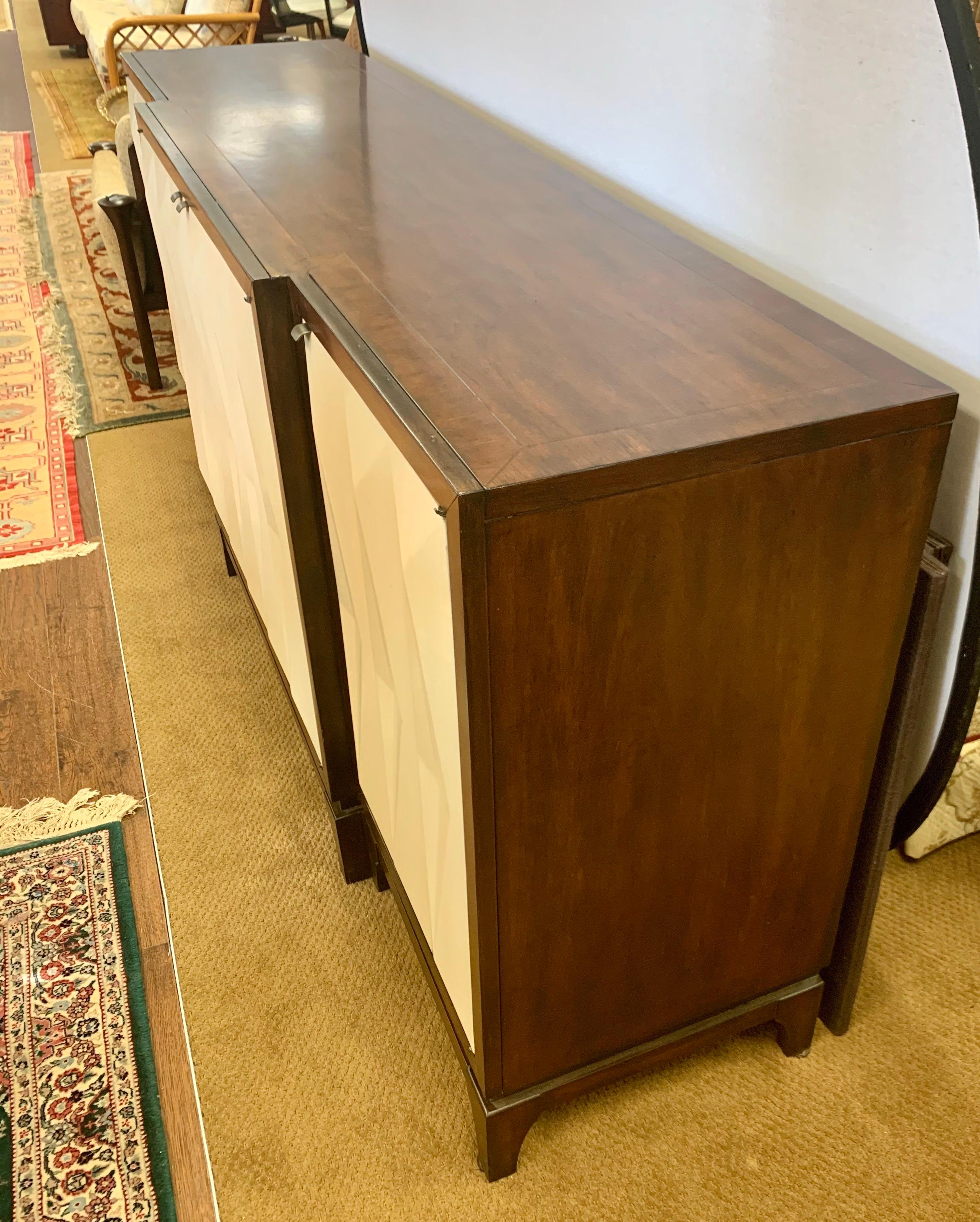 Contemporary Mahogany Server with Sculpted Doors Buffet Sideboard Credenza Bar 5