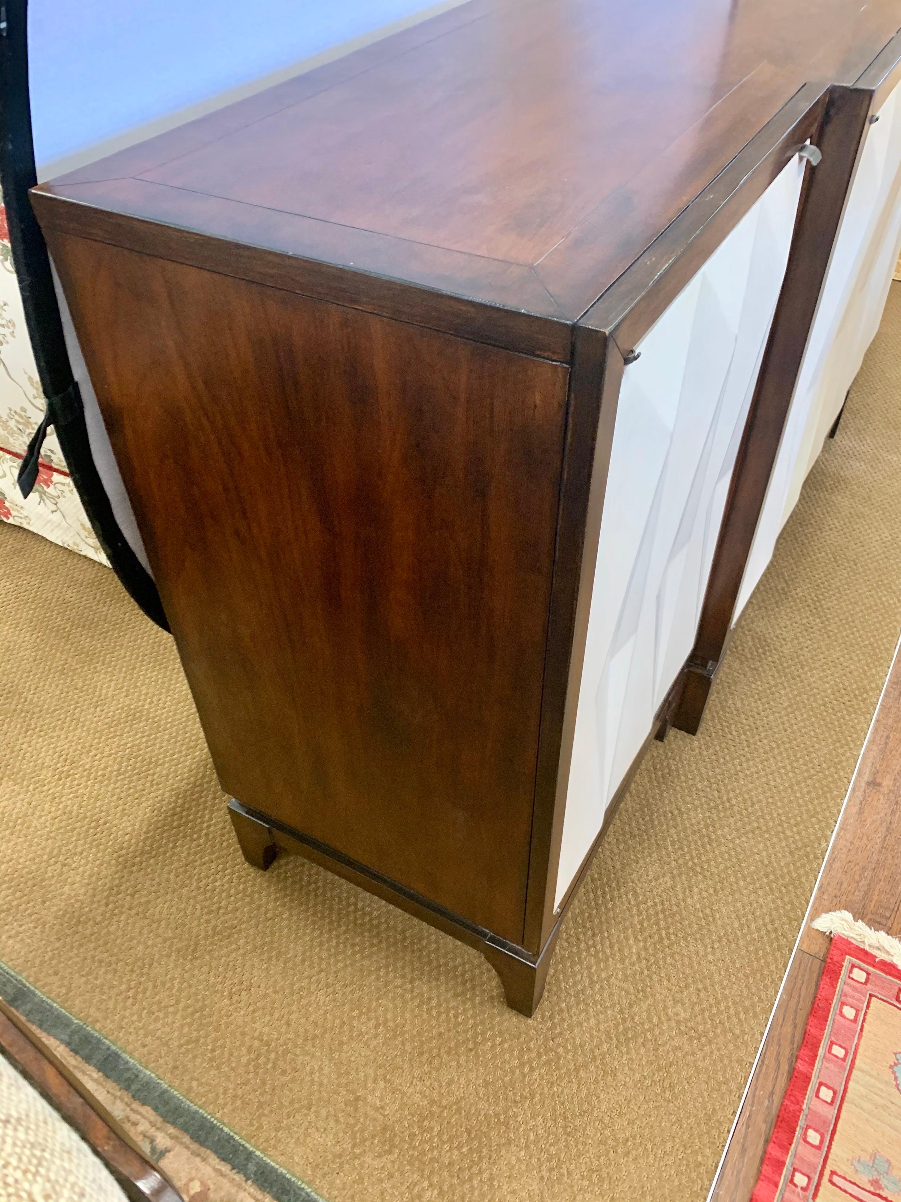 Contemporary Mahogany Server with Sculpted Doors Buffet Sideboard Credenza Bar 3