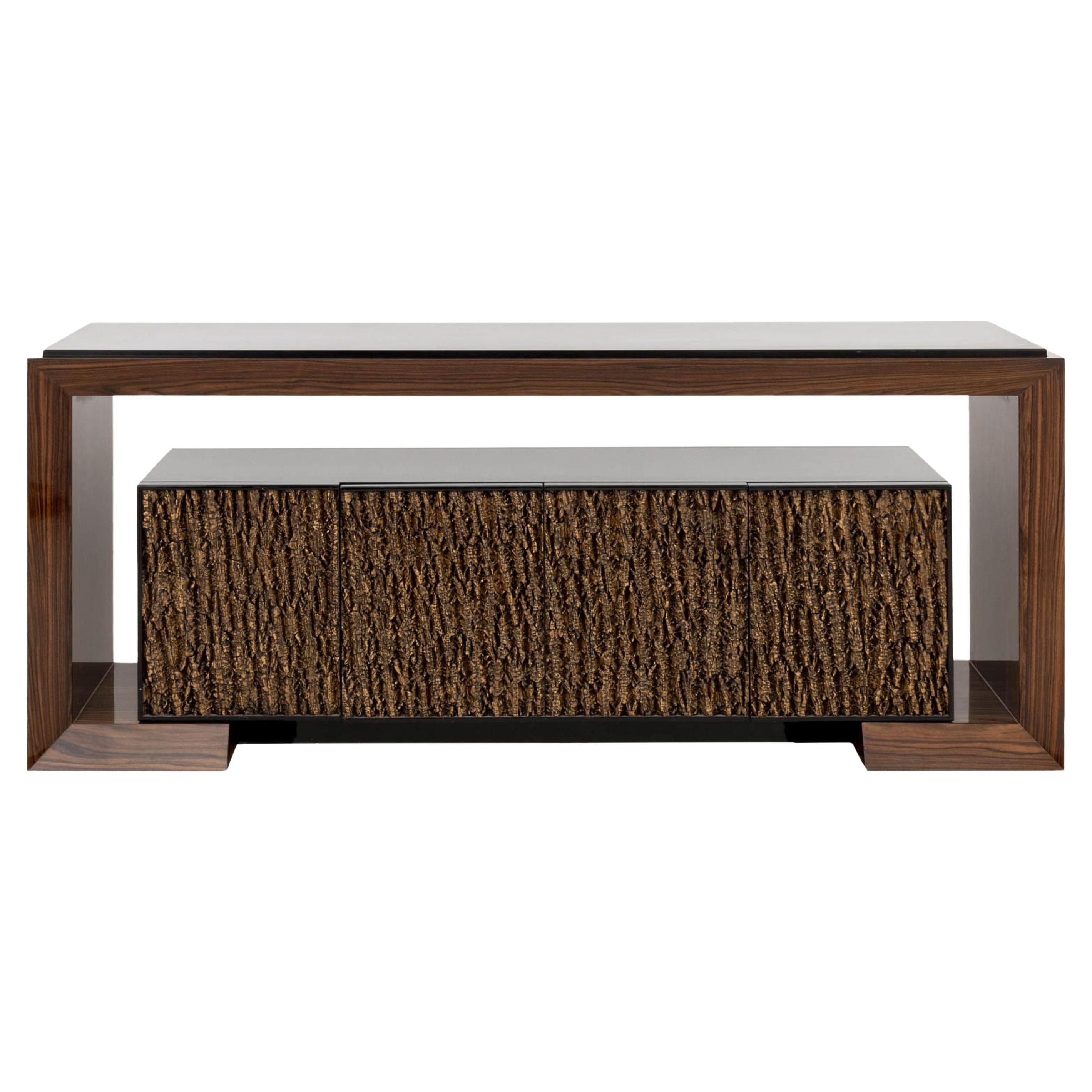 Contemporary Mahogany Waterfall Credenza For Sale