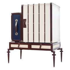Contemporary Mahogany Wood with Woven Straw Panels Bar by Luis Pons