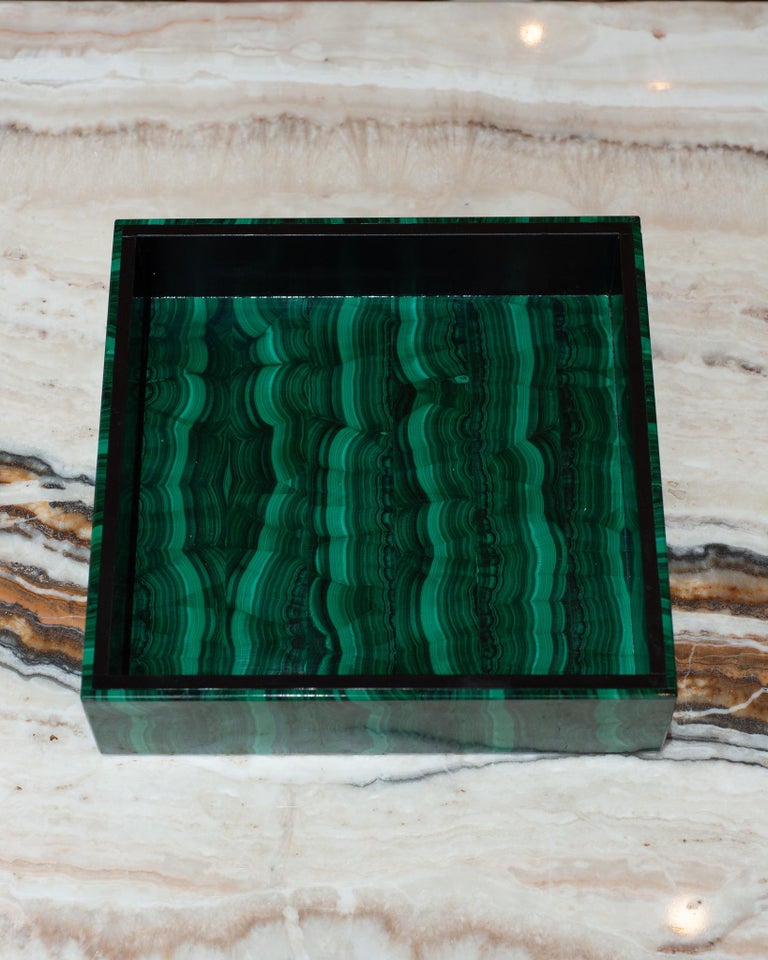 Contemporary Malachite and Black Marble Vanity Tray For Sale at 1stDibs