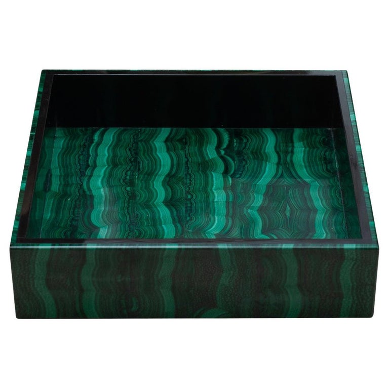 Contemporary Malachite and Black Marble Vanity Tray For Sale at 1stDibs