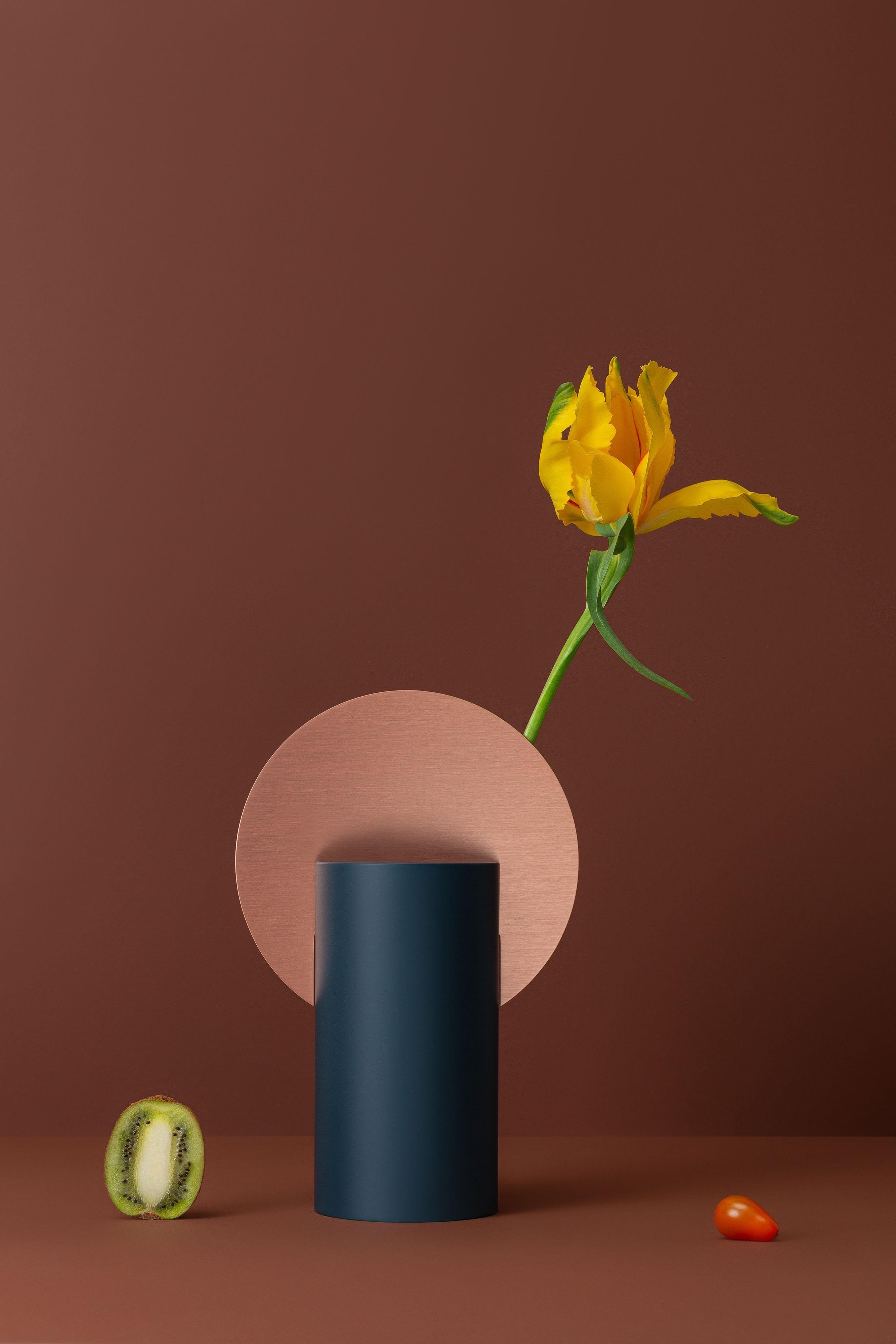 Ukrainian Contemporary 'Malevich Vase CS5' by Noom, Copper and Green Steel For Sale