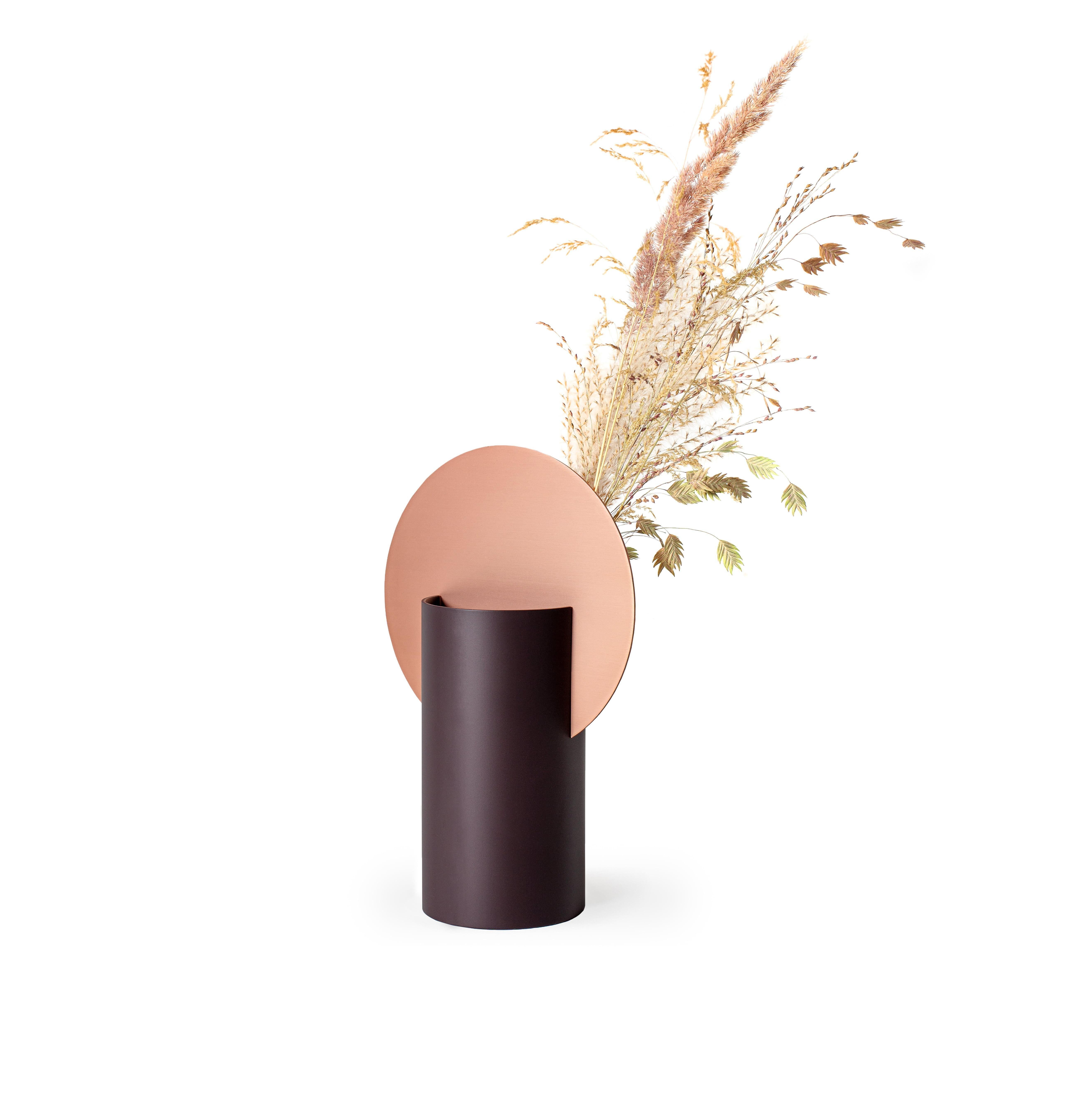 Organic Modern Contemporary 'Malevich Vase CS7' by Noom, Copper and Painted Steel For Sale