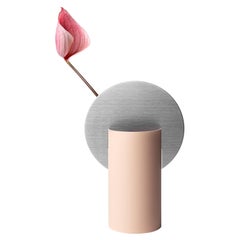 Contemporary 'Malevich Vase CS8' by Noom, Pink and  Brushed Stainless Steel