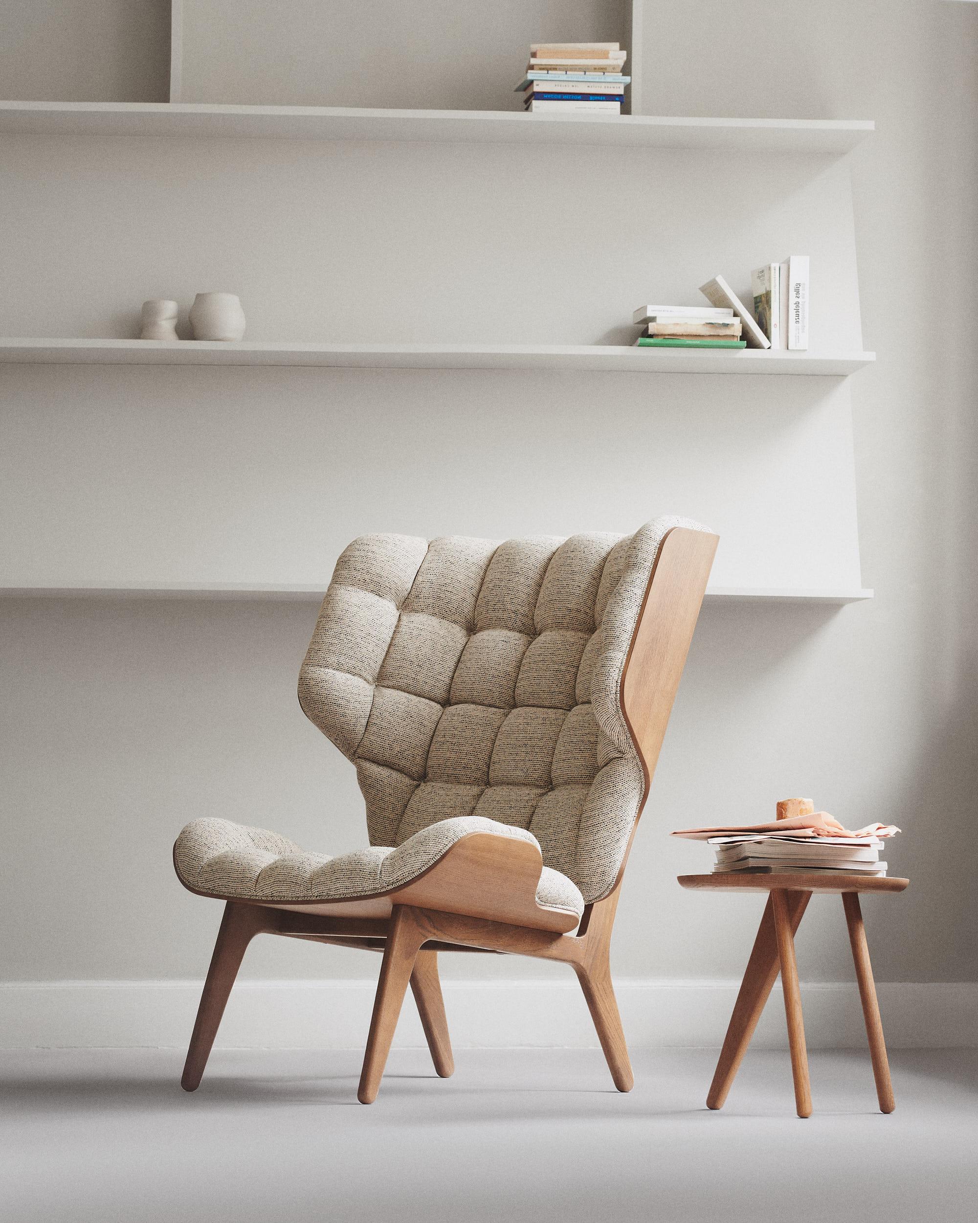 Contemporary 'Mammoth' Chair by Norr11, Light Smoked Oak, Barnum Bouclé 24 For Sale 2