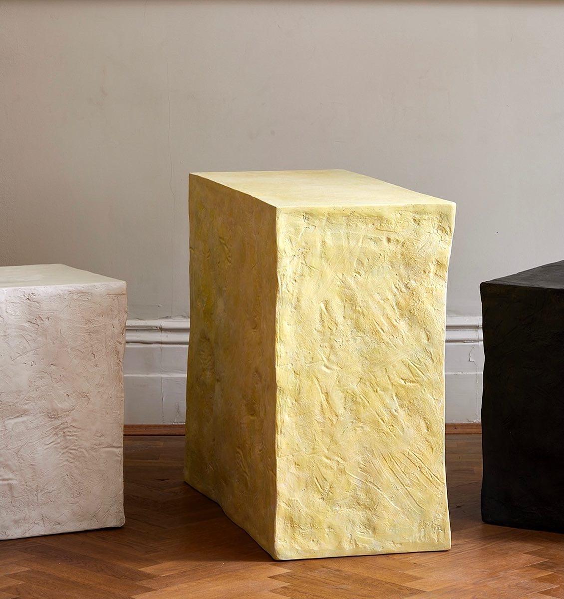 The Manhattan cuboid is a deceptively simple side table, created by artist-designer Margit Wittig that can double up as a sculptural seat.
It replicates a shape which Margit is fond of and has previously used in lighting on a smaller scale, a