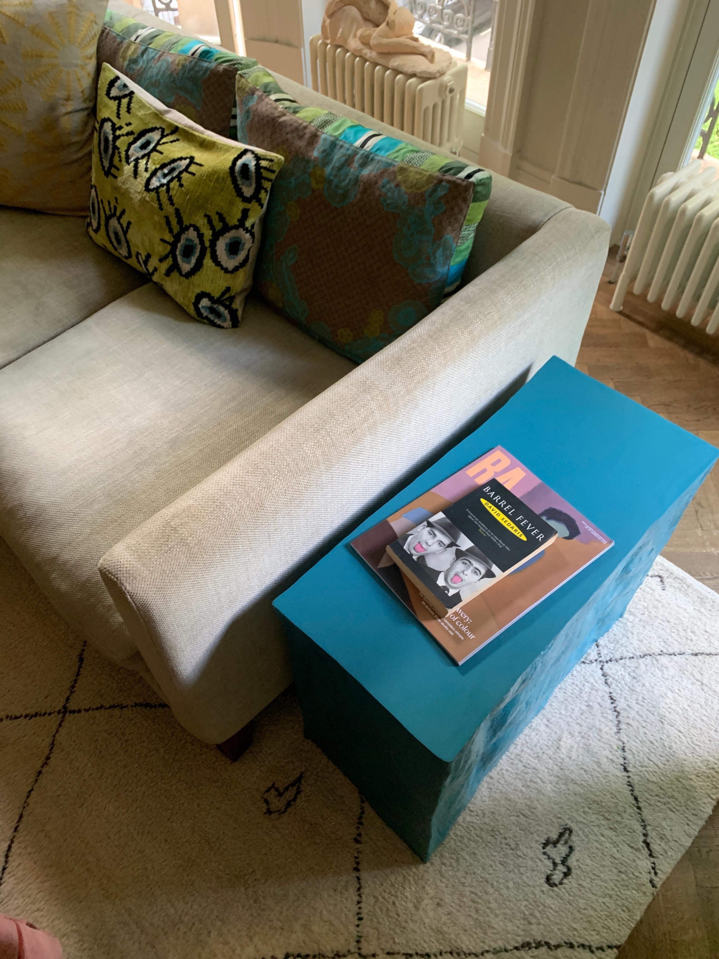 Contemporary Manhattan Cube Sculpted Side Table, Yellow, by Margit Wittig In New Condition For Sale In  London, GB