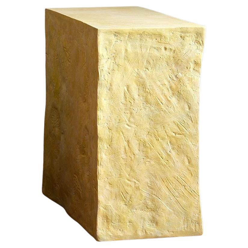 Contemporary Manhattan Cube Sculpted Side Table, Yellow, by Margit Wittig