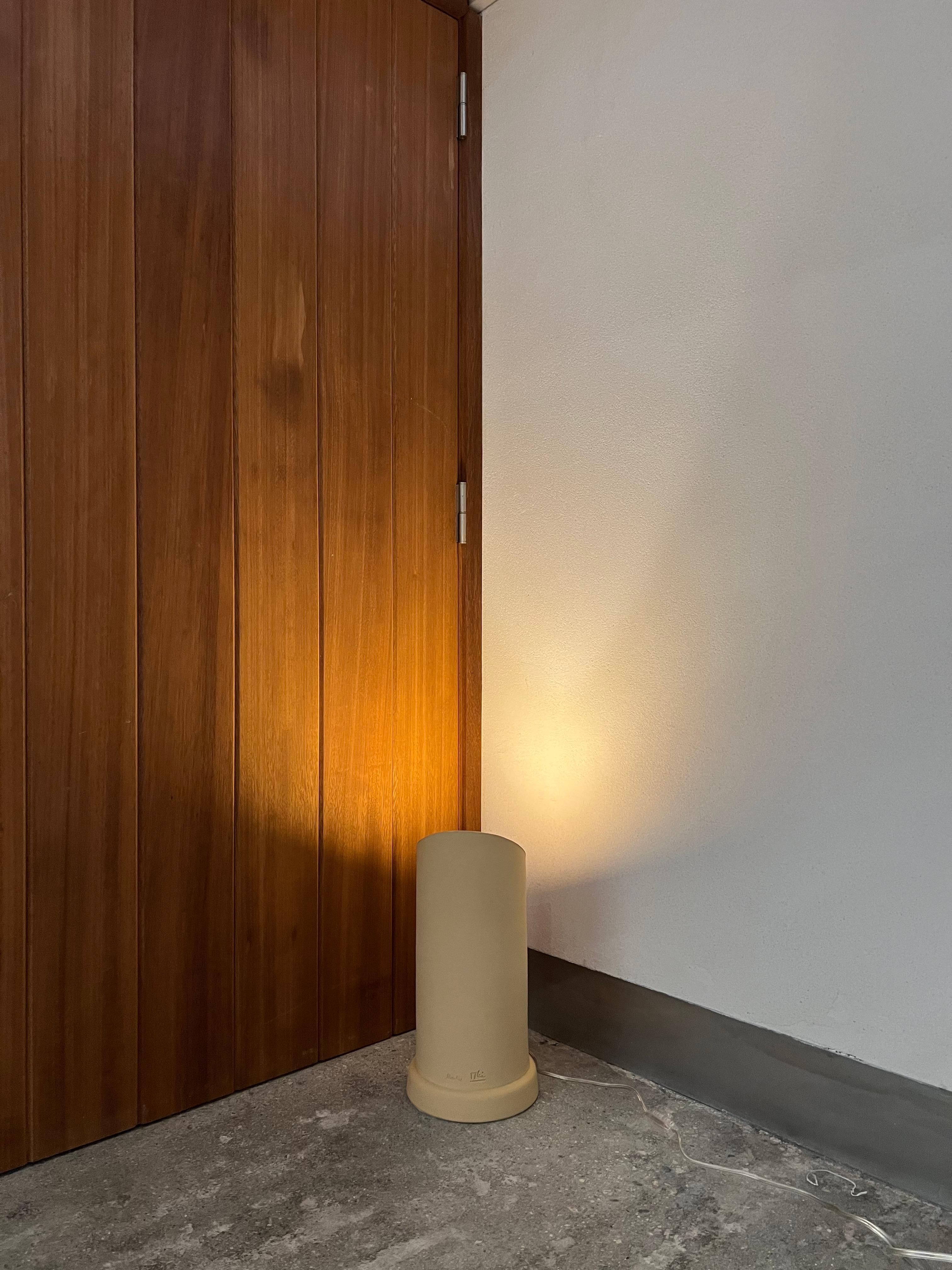 Modern Contemporary Manolo Eirin Handmade Floor Lamp / Corner Lamp, Ceramic Beige/White For Sale