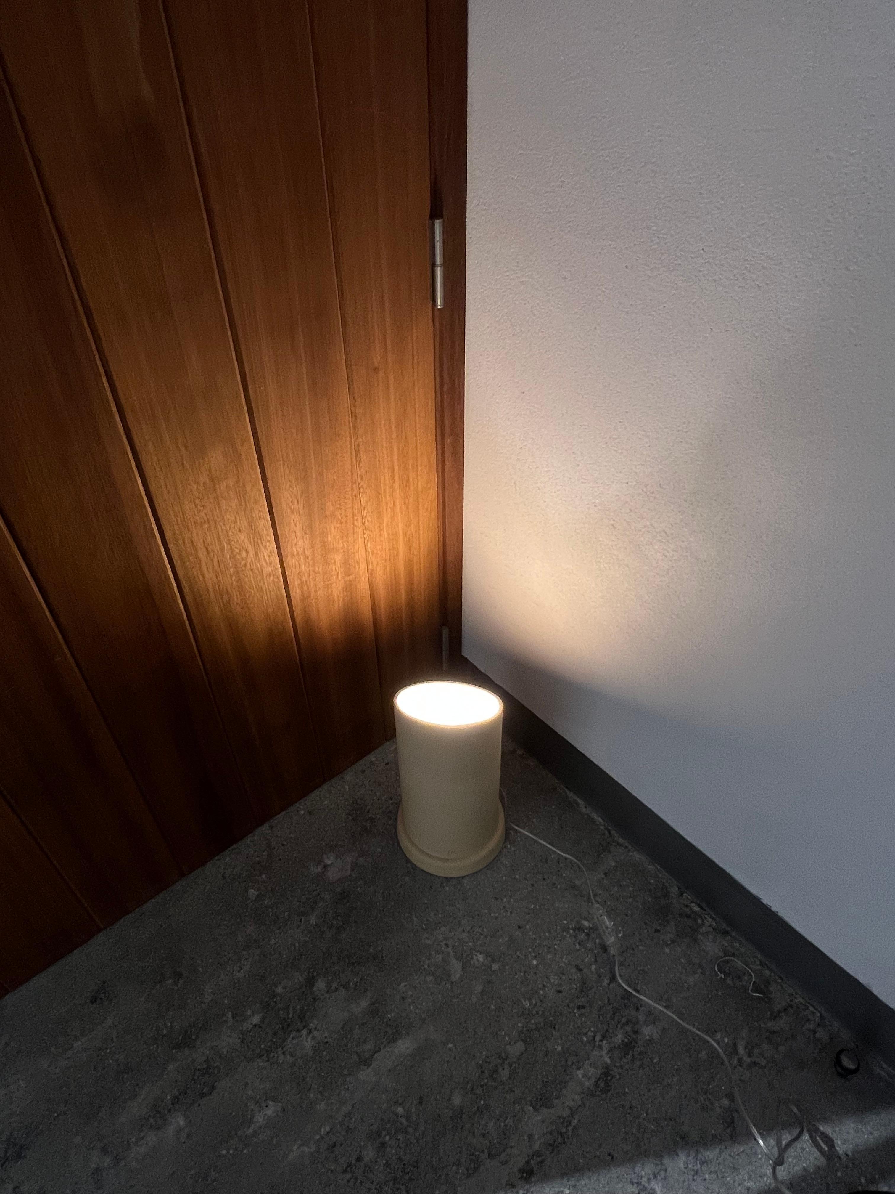 Glazed Contemporary Manolo Eirin Handmade Floor Lamp / Corner Lamp, Ceramic Beige/White For Sale