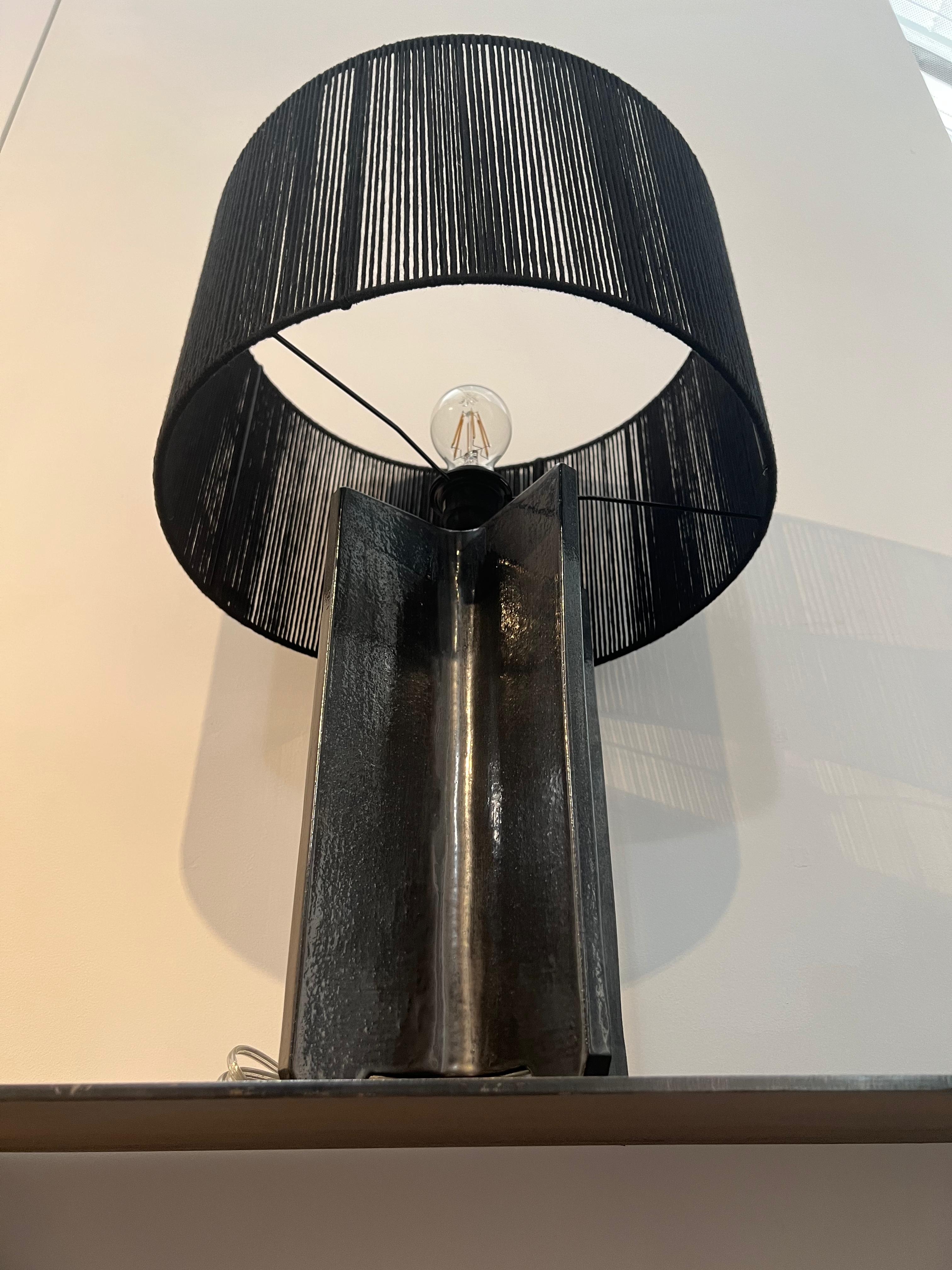 Hand-Crafted Contemporary Manolo Eirin Handmade Lampshade with Organic Cotton, Black For Sale