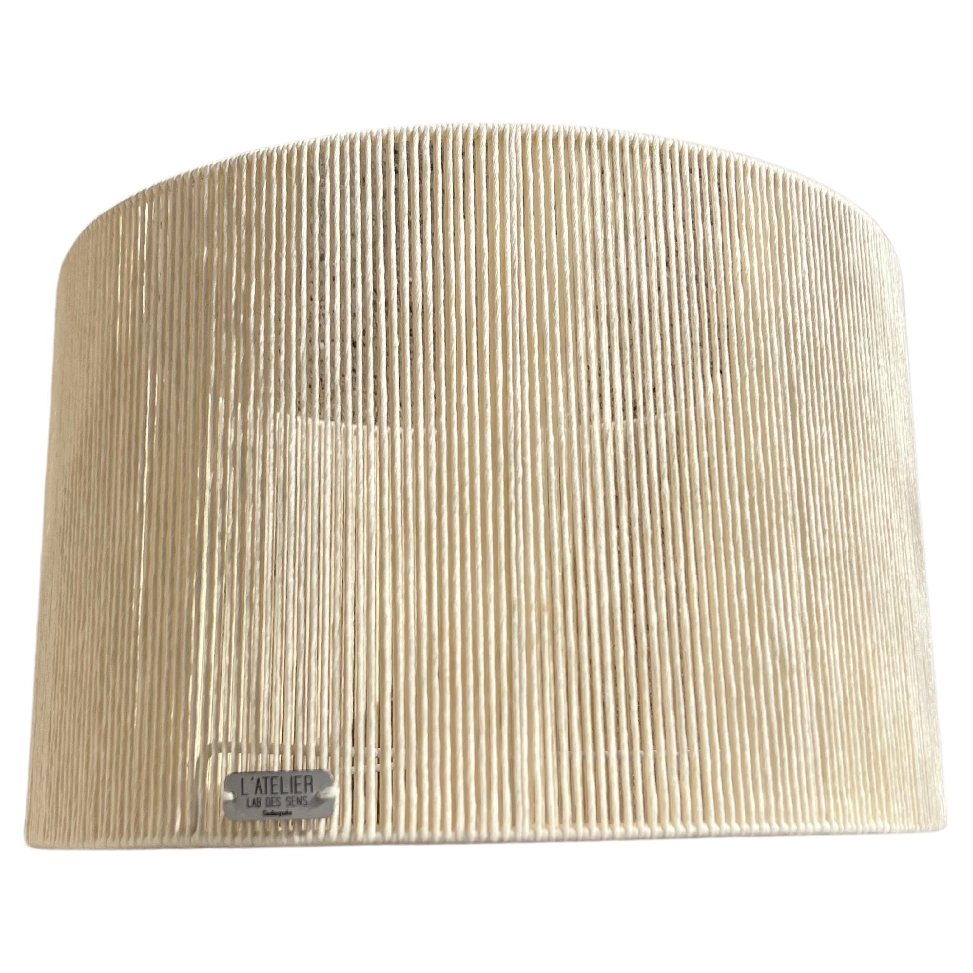 Contemporary Manolo Eirin Handmade Lampshade with Organic Cotton, White / Beige For Sale