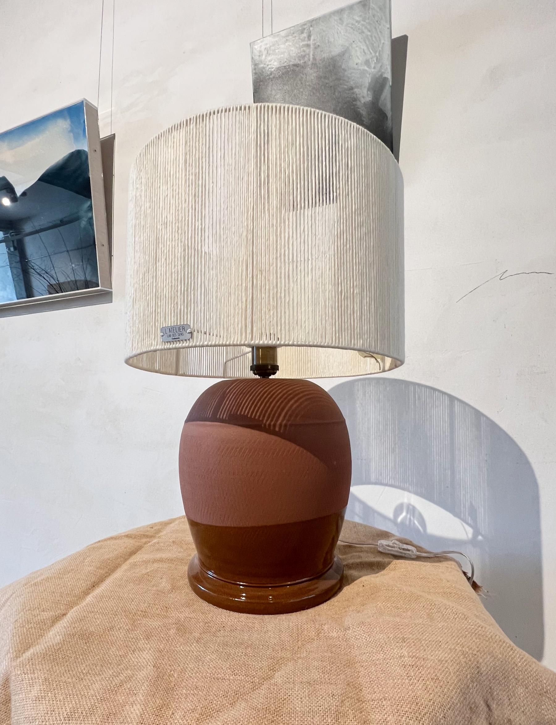 Modern Contemporary Manolo Eirin Handmade Table Side Lamp Ceramic Terracotta Color