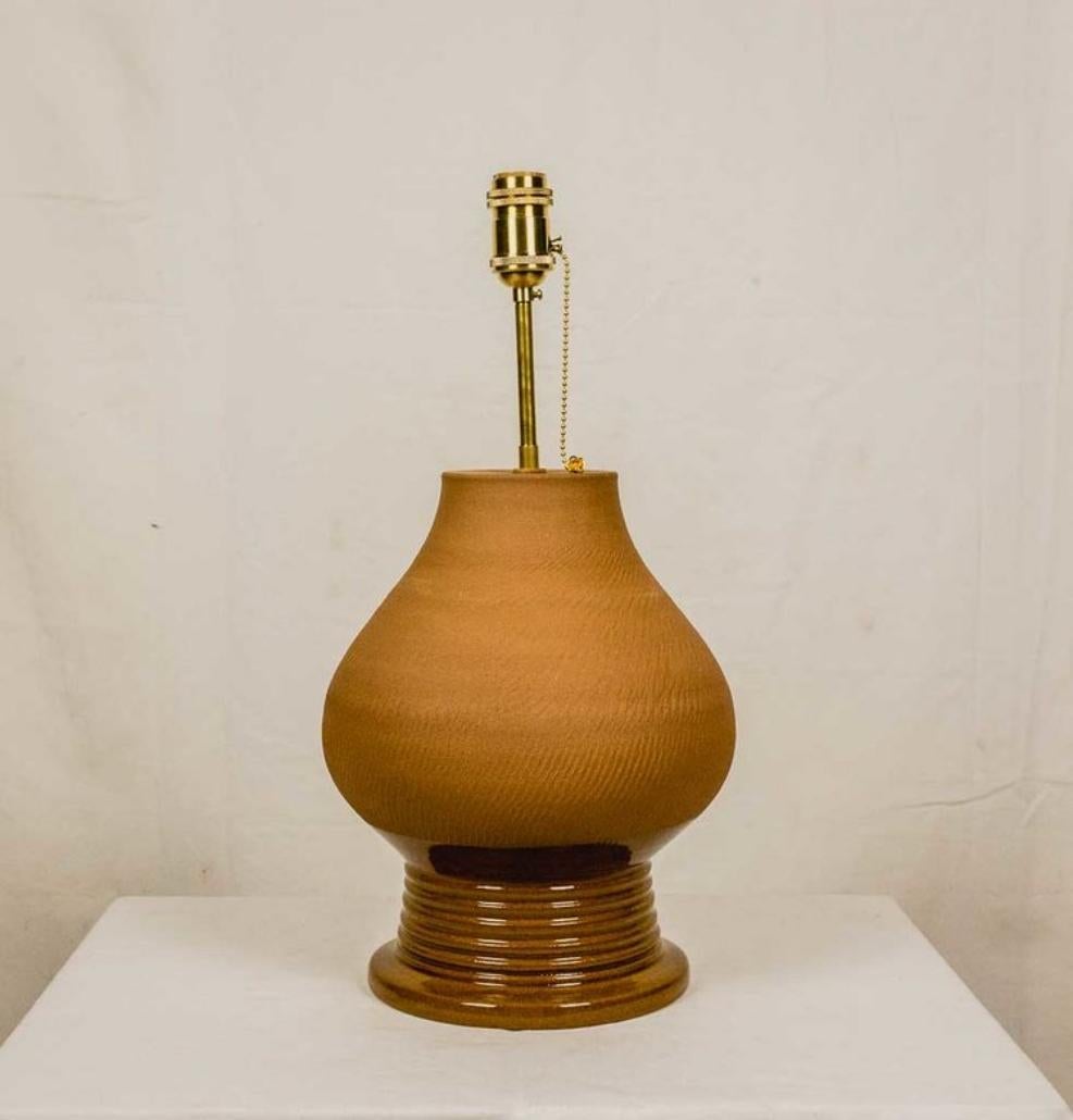 Modern Contemporary Manolo Eirin Handmade Table Side Lamp Ceramic Terracotta Color For Sale