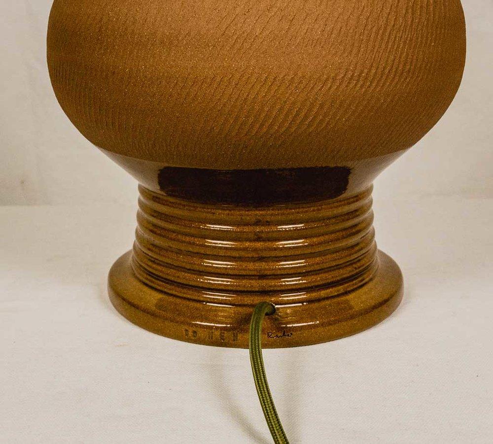 Spanish Contemporary Manolo Eirin Handmade Table Side Lamp Ceramic Terracotta Color For Sale