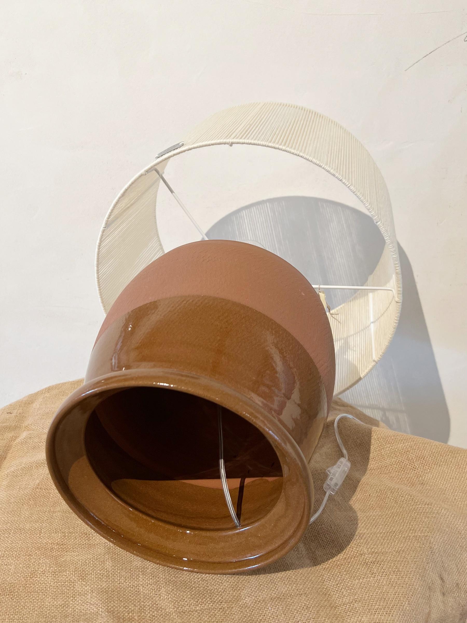 Contemporary Manolo Eirin Handmade Table Side Lamp Ceramic Terracotta Color 1