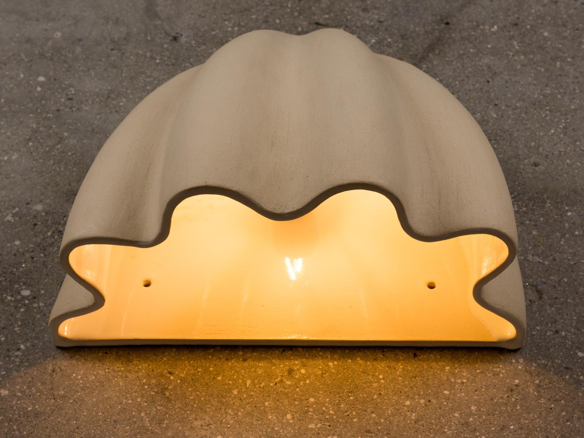 Contemporary Manolo Eirin Big Wall Sconce Hand Made Ceramic Glazed Off White In New Condition In Carballo, ES