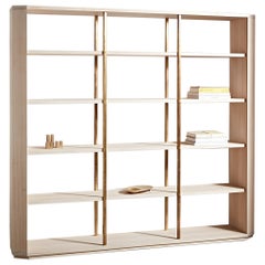 Contemporary Mantle bookshelf in Victorian Ash and Brass by Paradox Movement