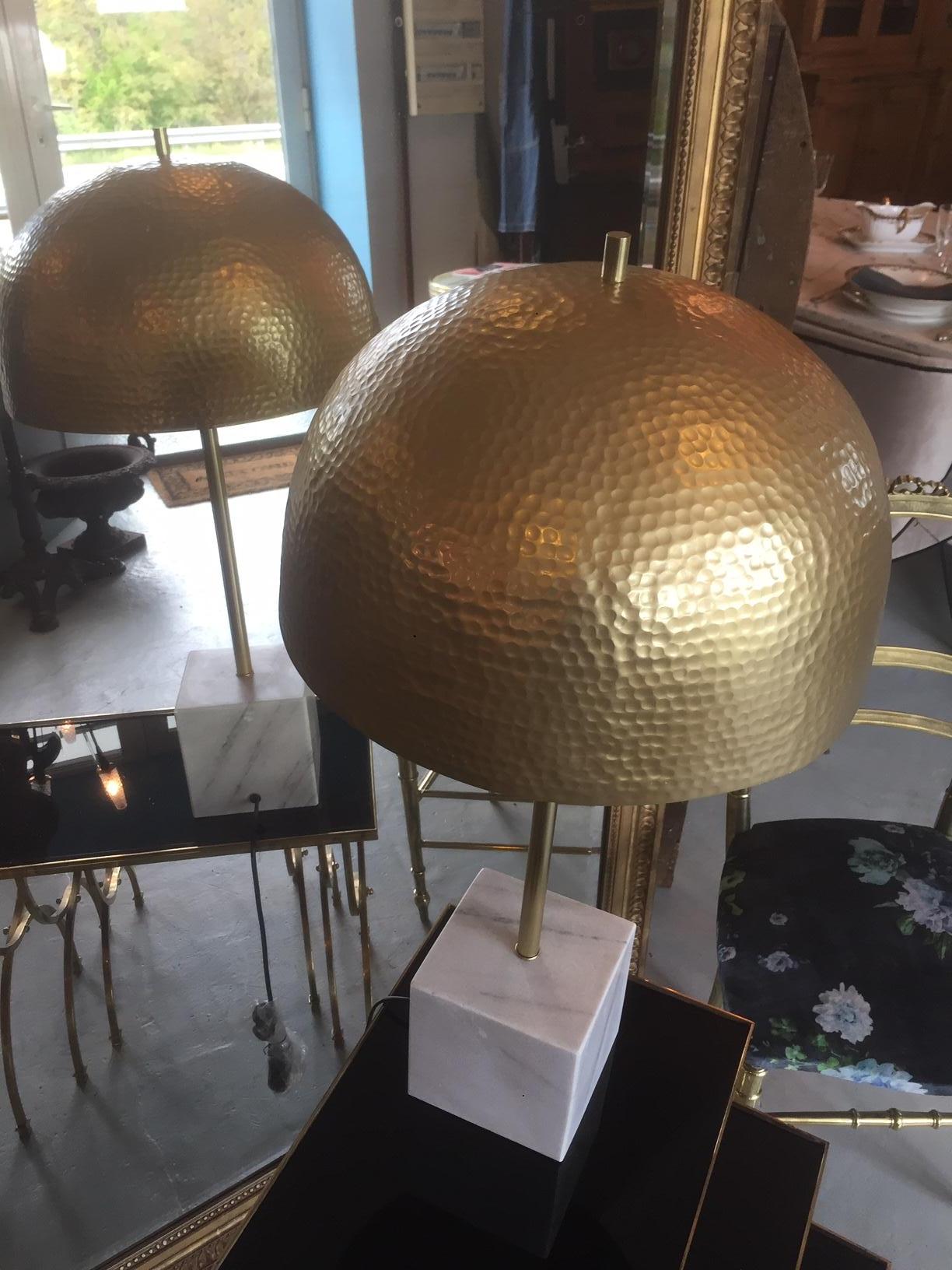 Contemporary Marble and Brass Table Lamp 1