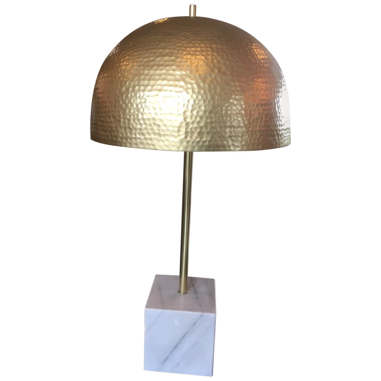 Contemporary Marble and Brass Table Lamp