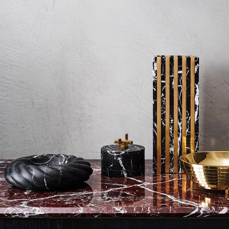 Contemporary Marble And Solid Brass Dynasty Vase Duo By Greg Natale For Sale At 1stdibs