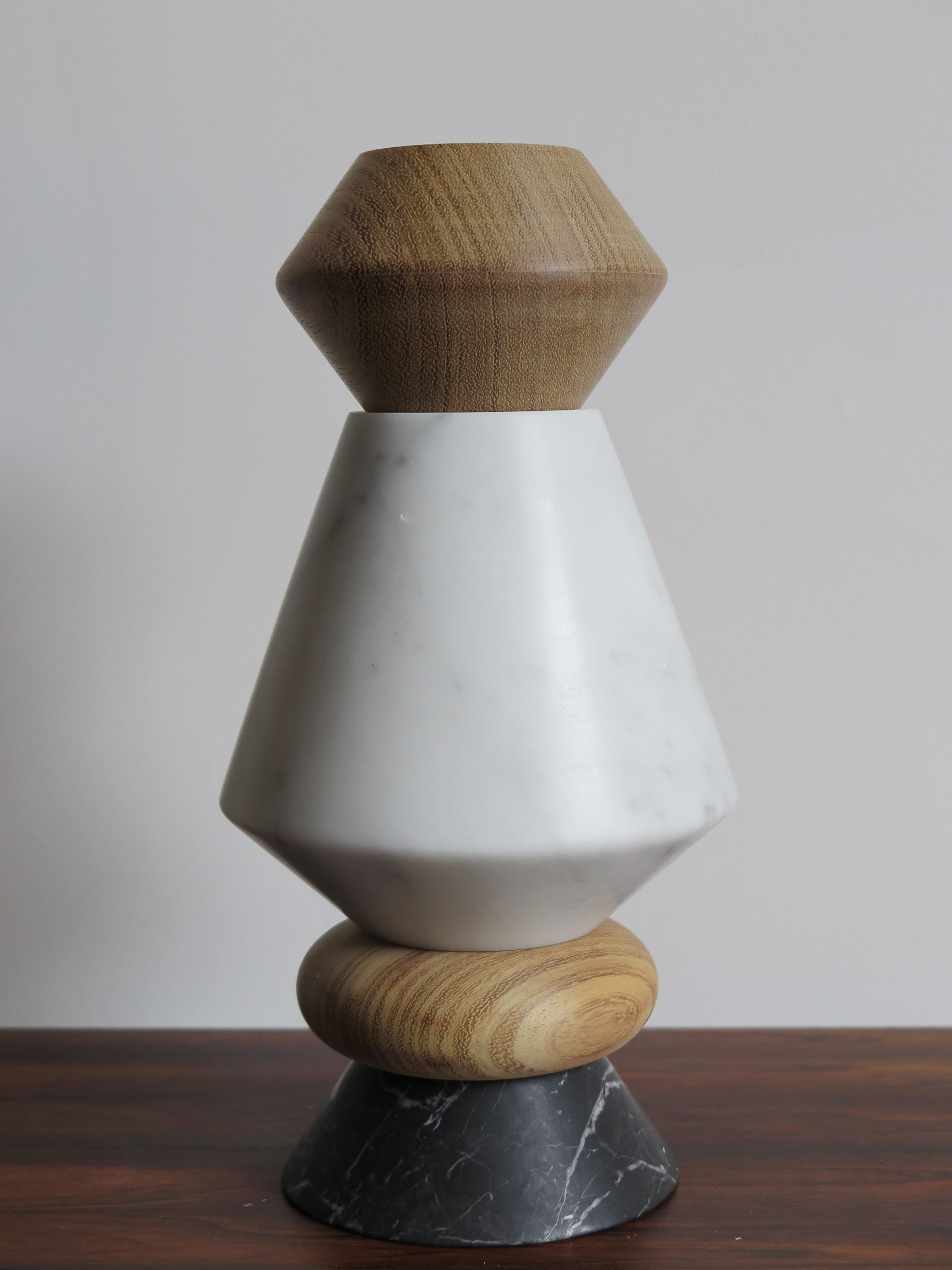Contemporary Marble and Wood Sculpture, Candle Holders, Flower Vase iTotem In New Condition In Reggio Emilia, IT