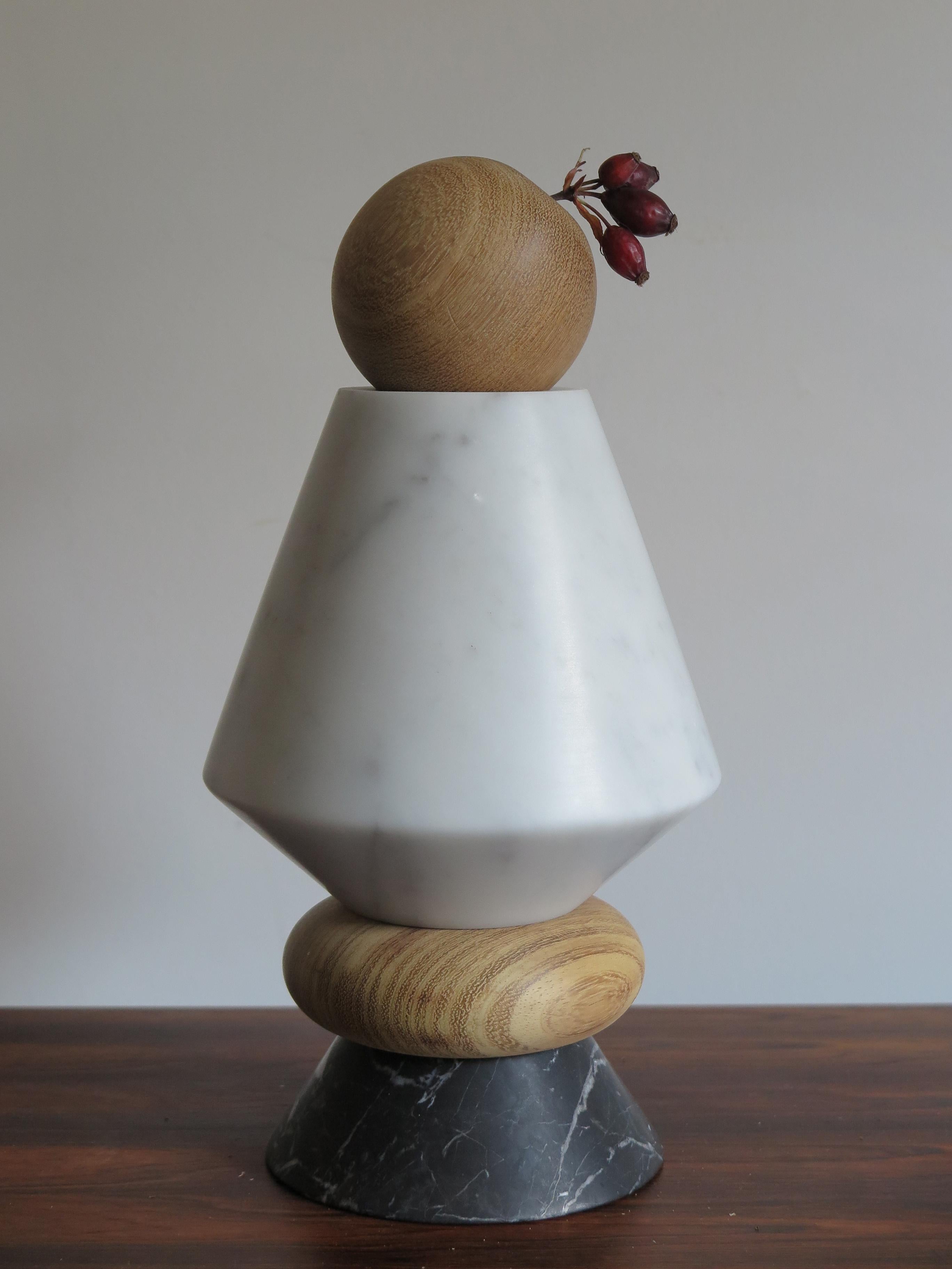 Contemporary Marble and Wood Sculpture, Candleholders, Flower Vase itotem In New Condition In Reggio Emilia, IT