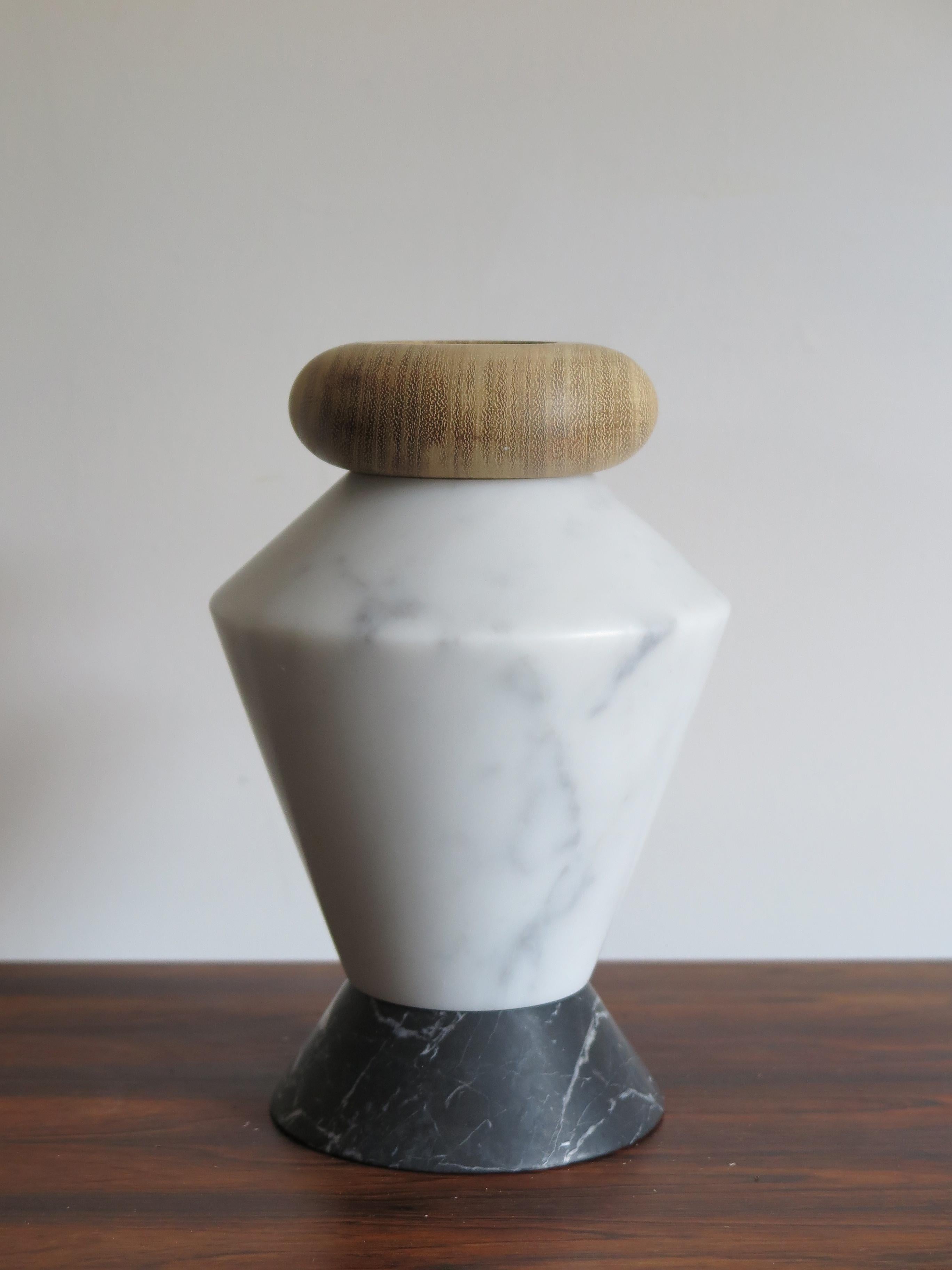 Contemporary Marble and Wood Sculpture, Candleholders, Flower Vase itotem 1