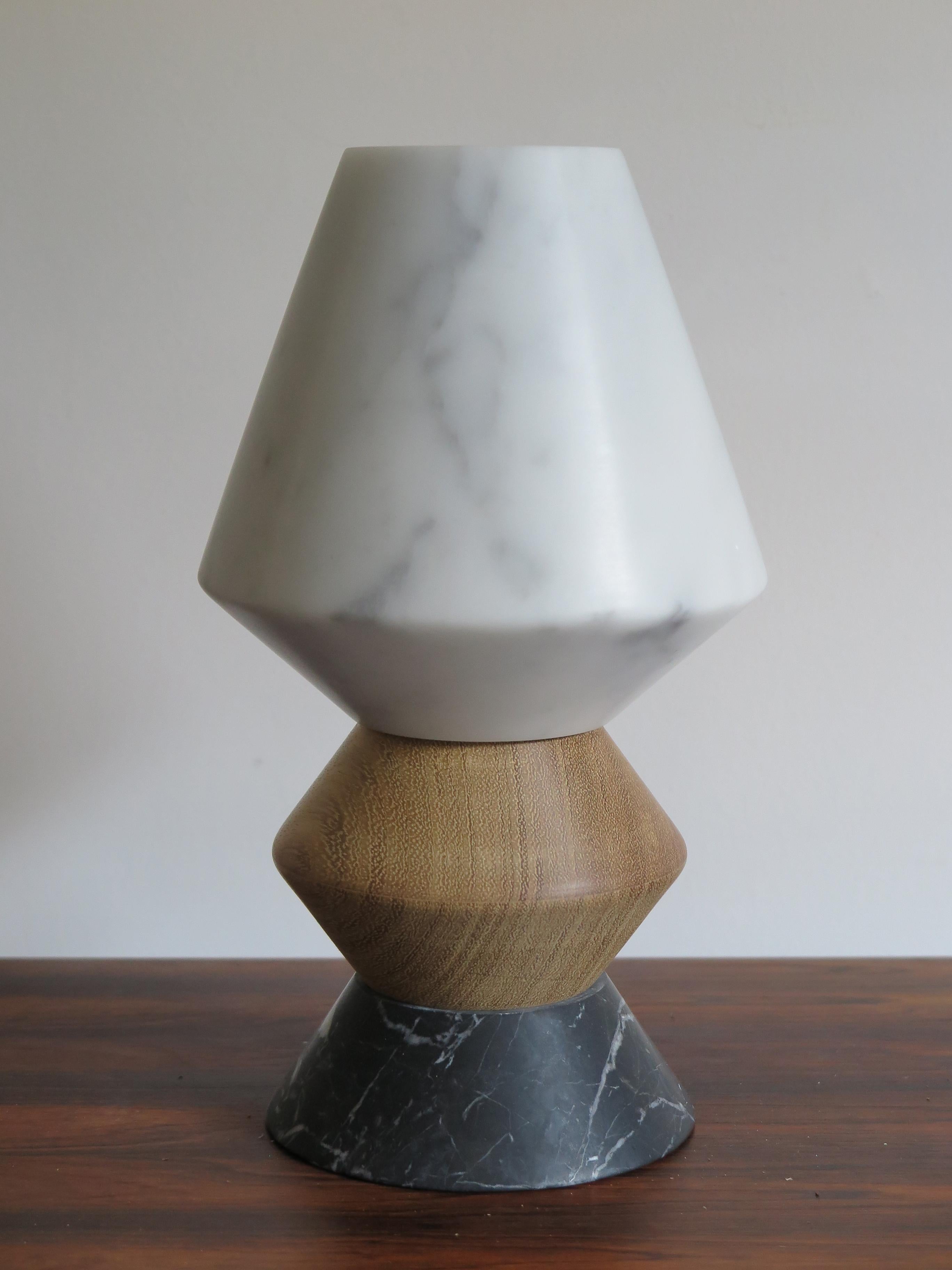 Modern Contemporary Marble and Wood Sculpture, Candleholders, Flower Vase Itotem