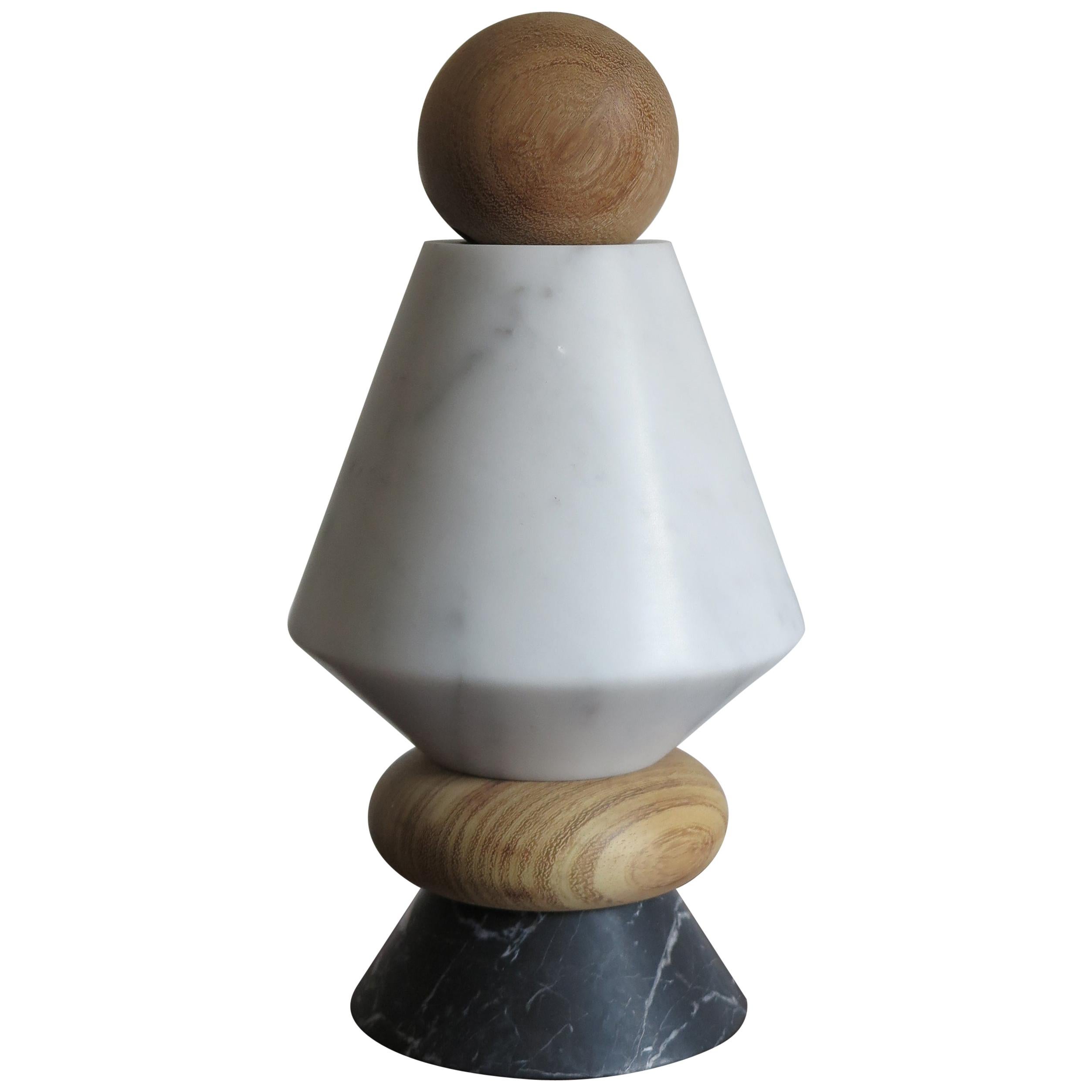 Contemporary Marble and Wood Sculpture, Candleholders, Flower Vase itotem