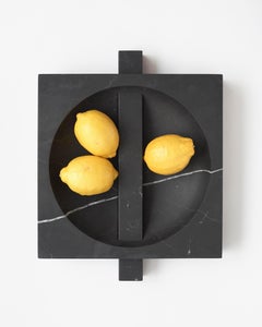 Contemporary Marble Bowl, Black Kinitra Marble, Handmade in Italy