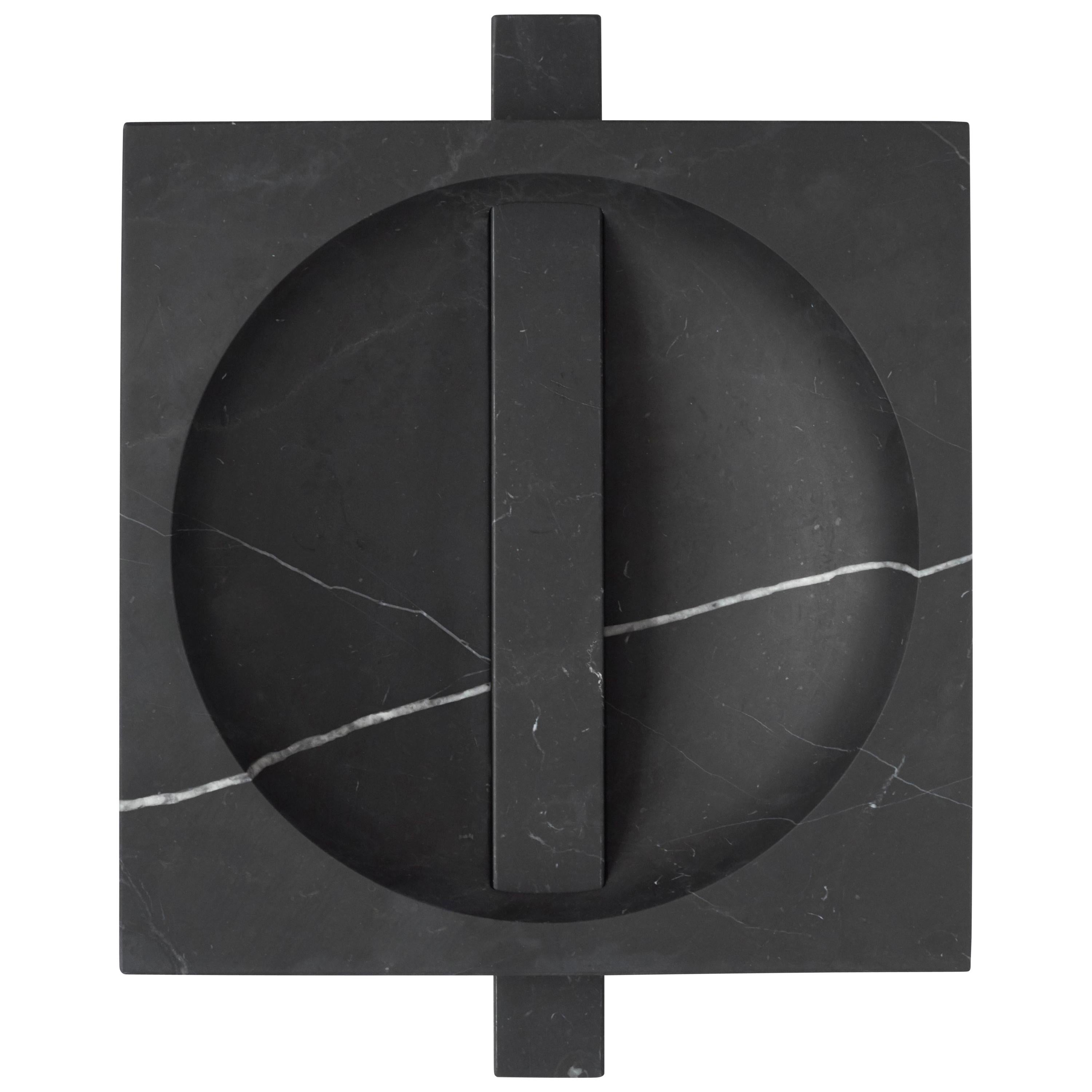 Contemporary Marble Bowl, Black Kinitra Marble, Handmade in Italy For Sale