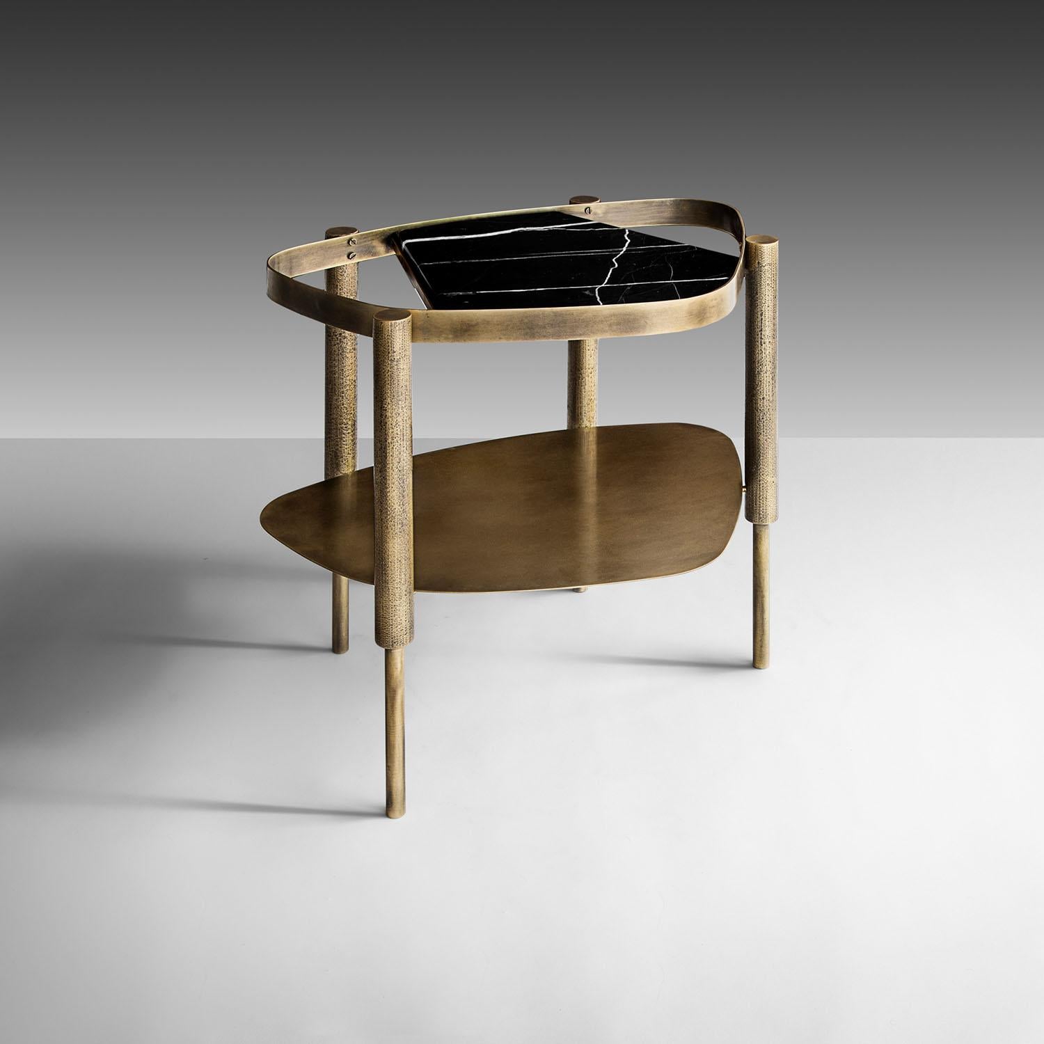 Modern Contemporary Marble & Brass Side Table, Bijou by Adam Court for Okha For Sale