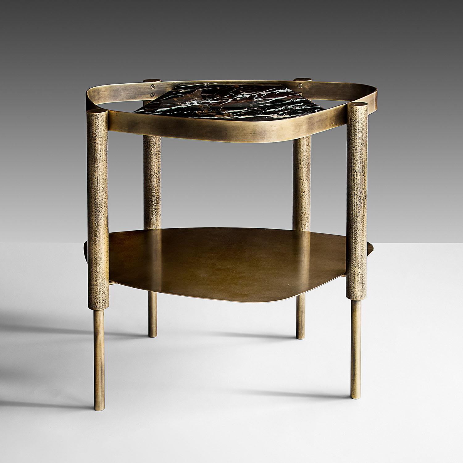 Portuguese Contemporary Marble & Brass Side Table, Bijou by Adam Court for Okha For Sale
