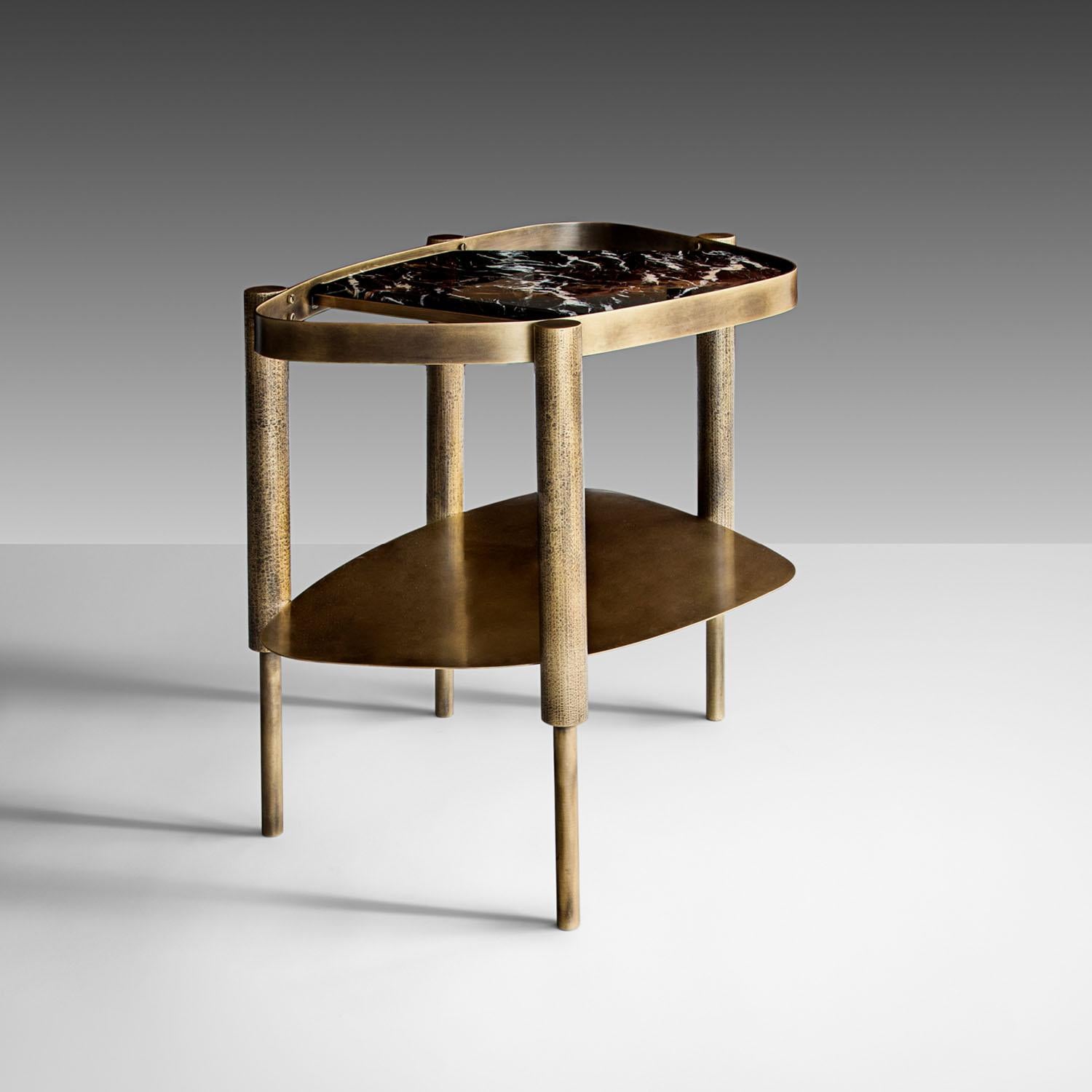 Contemporary Marble & Brass Side Table, Bijou by Adam Court for Okha In New Condition For Sale In Warsaw, PL