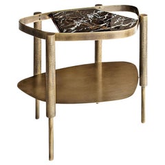 Table d'appoint contemporaine en marbre et laiton, Bijou par Adams Court pour OKHA