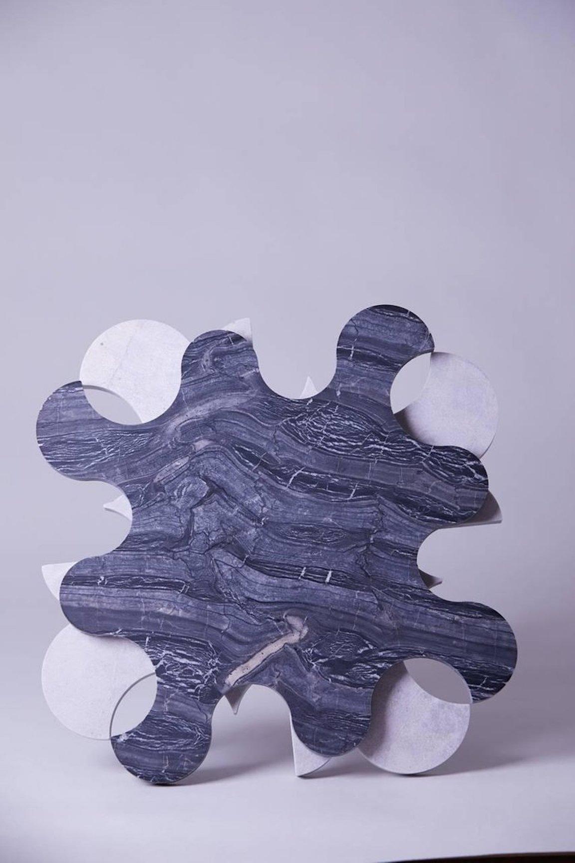 Italian Contemporary Marble Carrera Puzzle Side Table